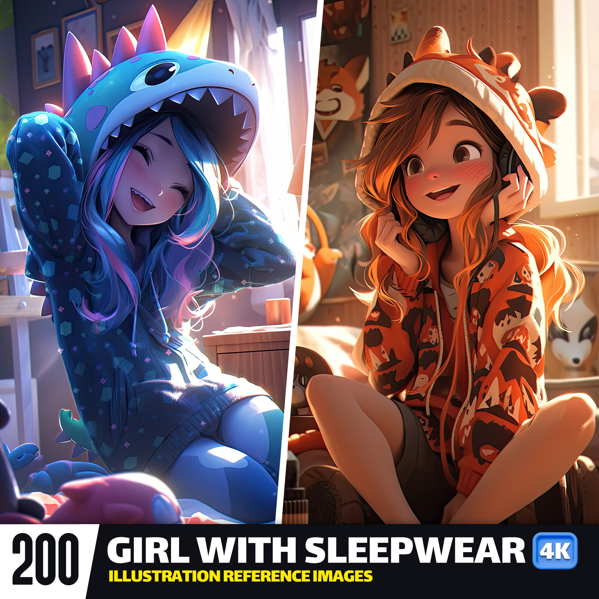 ArtStation Girl With Sleepwear VOL.01 4K Reference Images