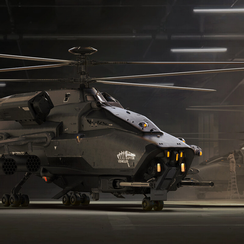 Raptor Helicopter Drone Underground Hangar