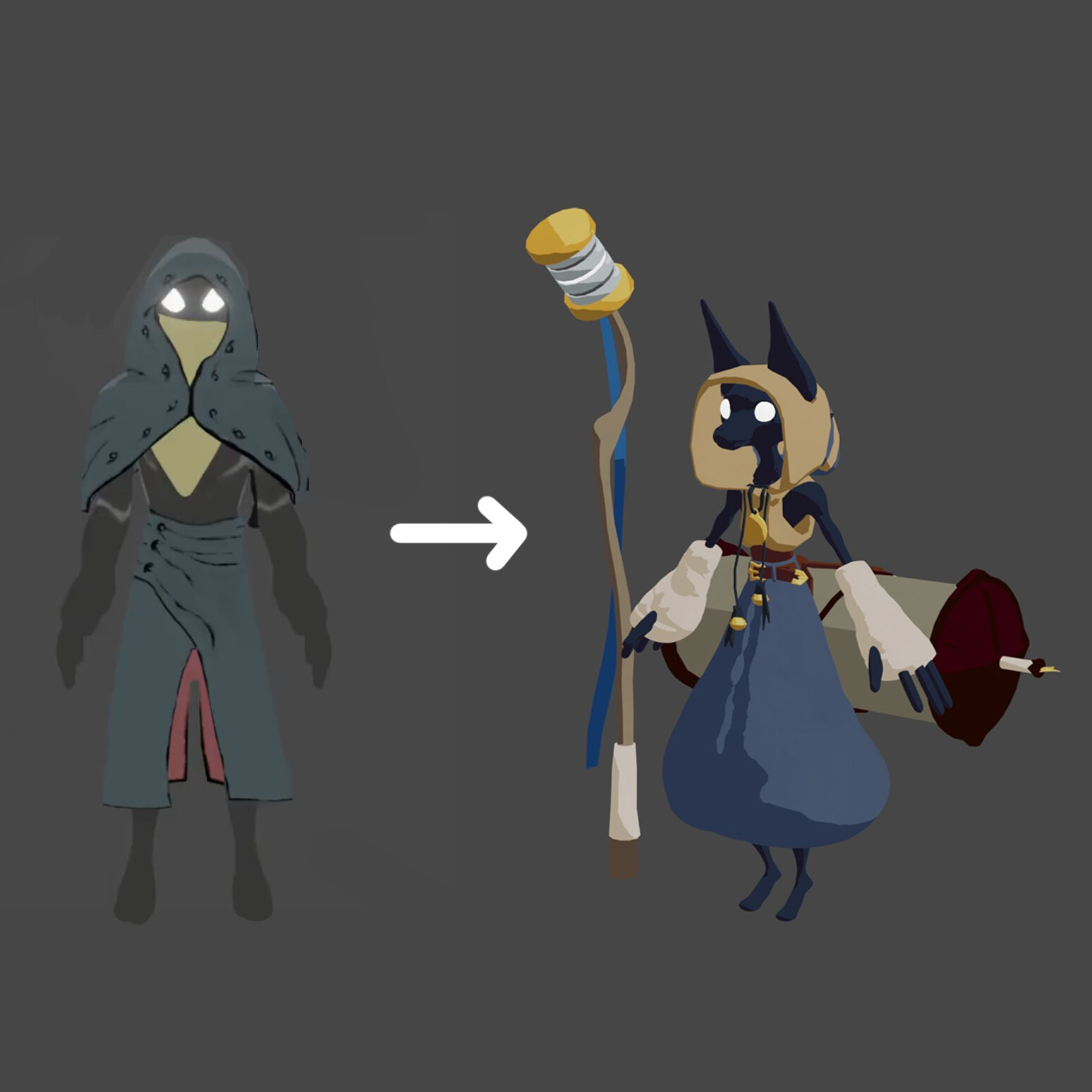 The initial character made for the game vs the character made for the Kickstarter after my recommendations and concepts.
The main goal was to improve contrasts in various environments, for accessibility purposes and lore.
3D by HeartBeat Games.