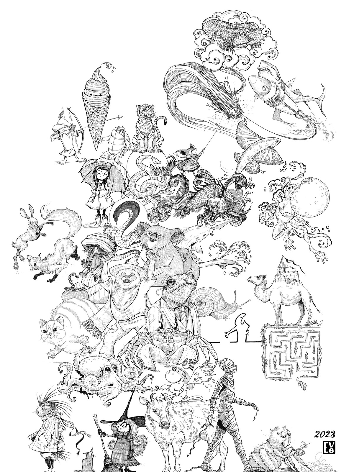 October 2023 ink drawings