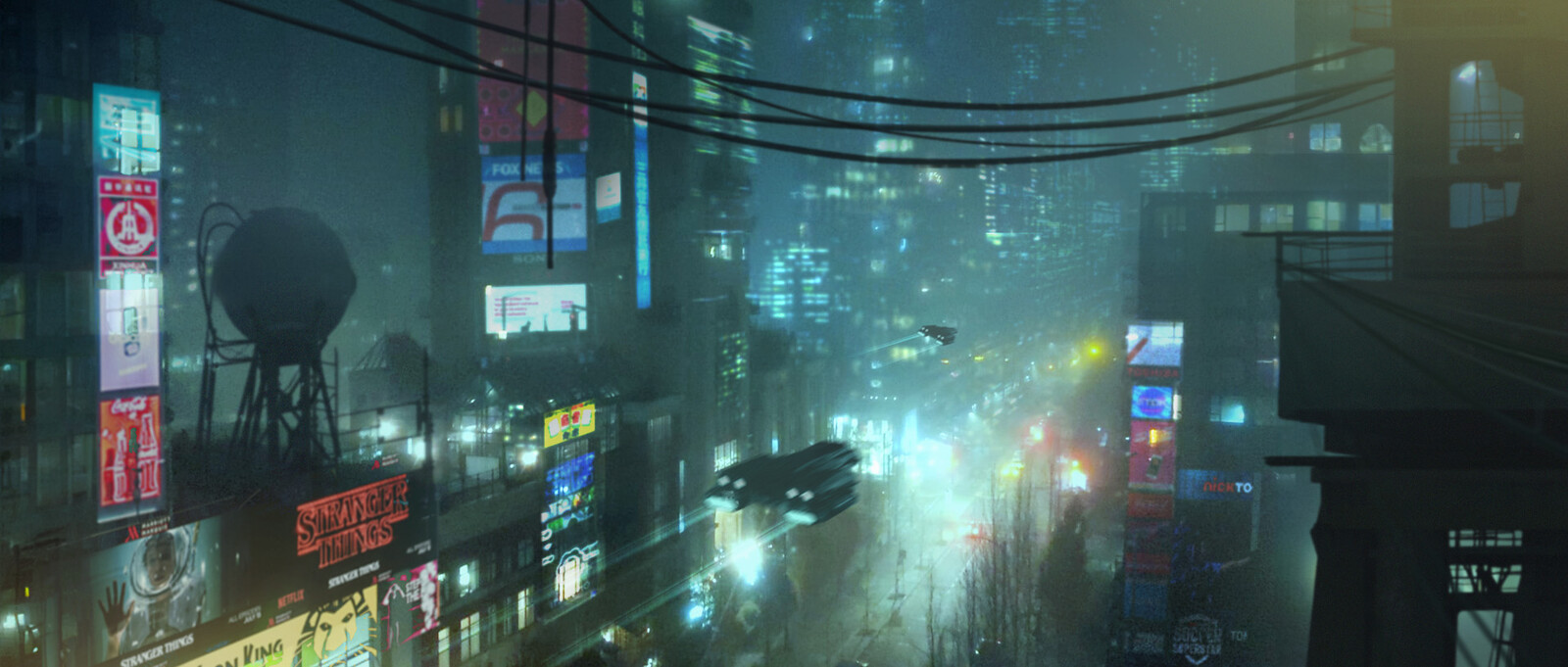 The Foggy Night of Vancouver- a quick matte painting practice
