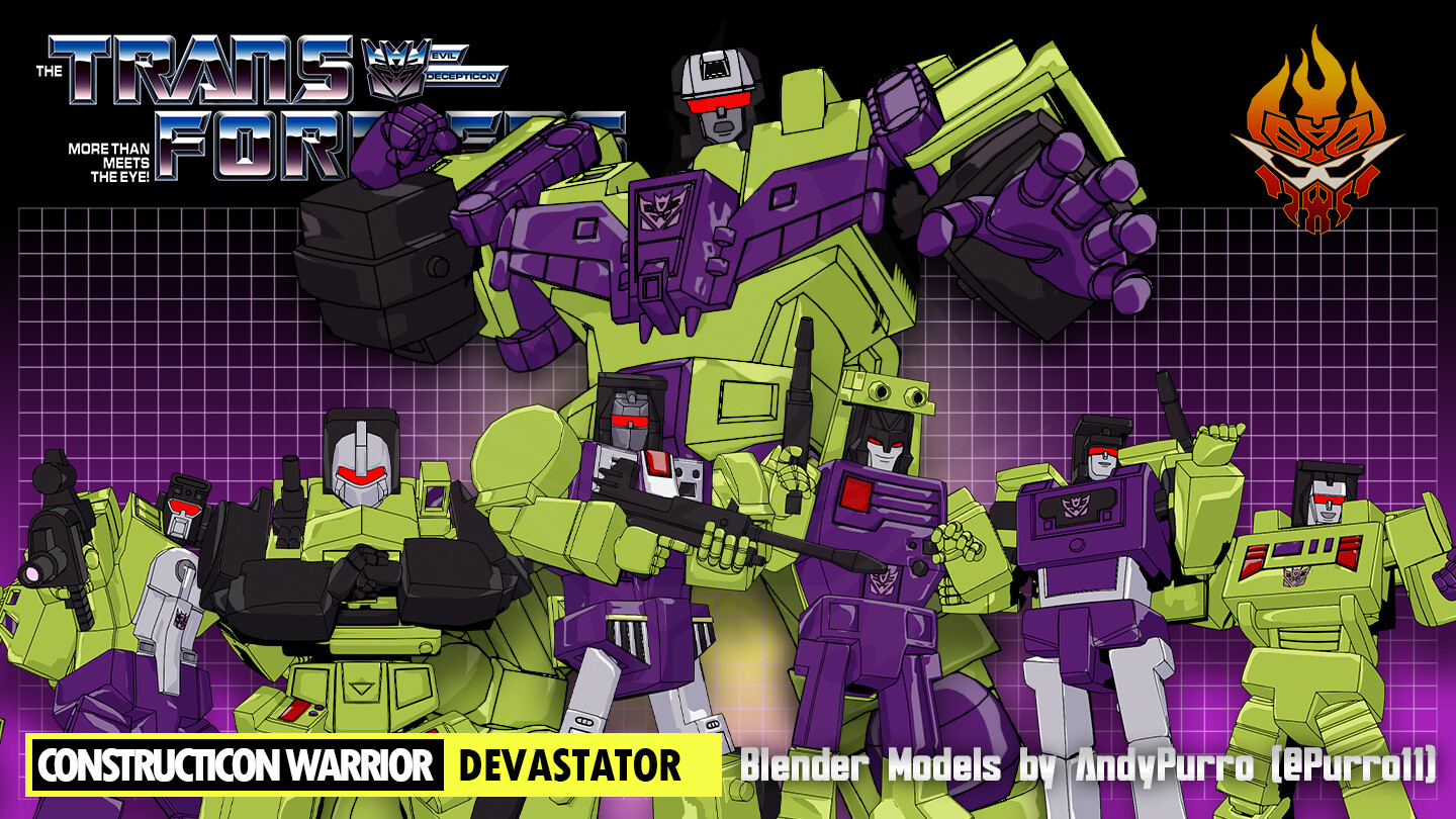 Andrew Au - Transformers G1 Devastator + Constructicons [Blender Models]