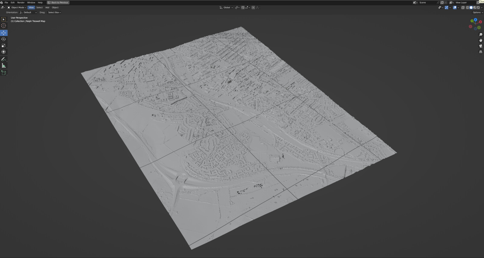 The landscape was created using Lidar to match the area of the original map to the town so that it was as accurate as possible. I used the church and main roads as reference as they have not changed much.