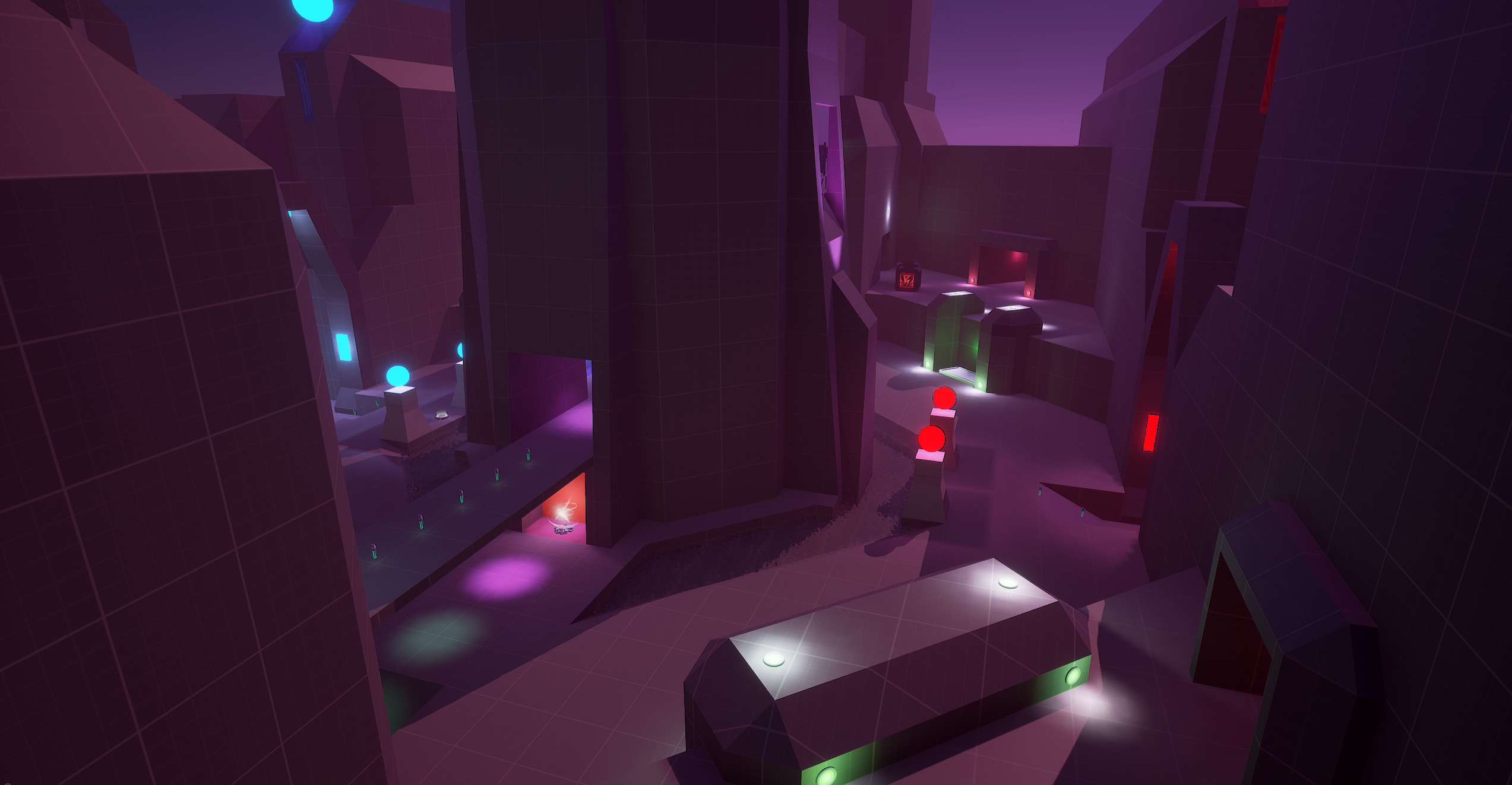 A view of the central area from the red base side. You can see the red teleporter on the left.