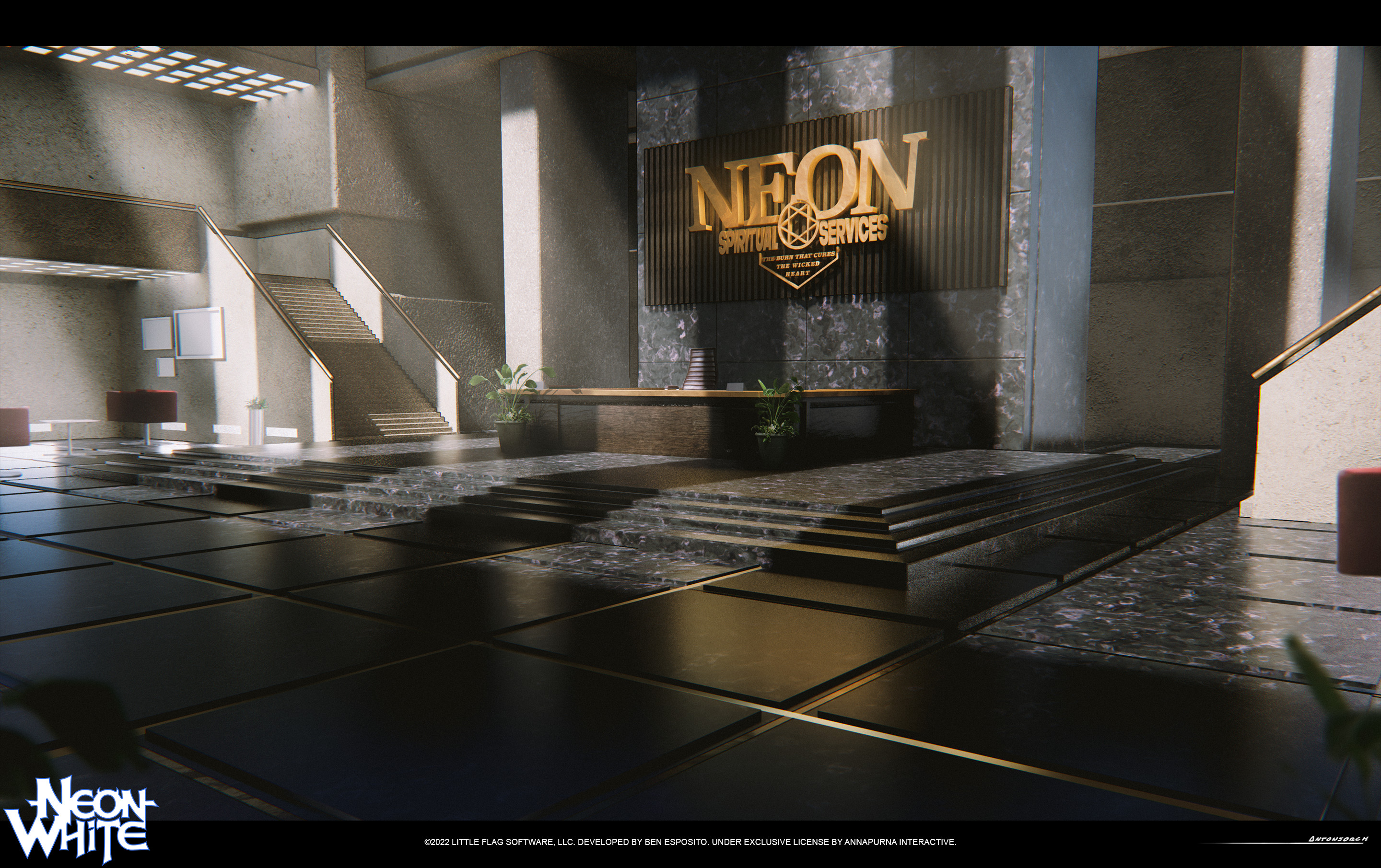 Neon white Siritual service office