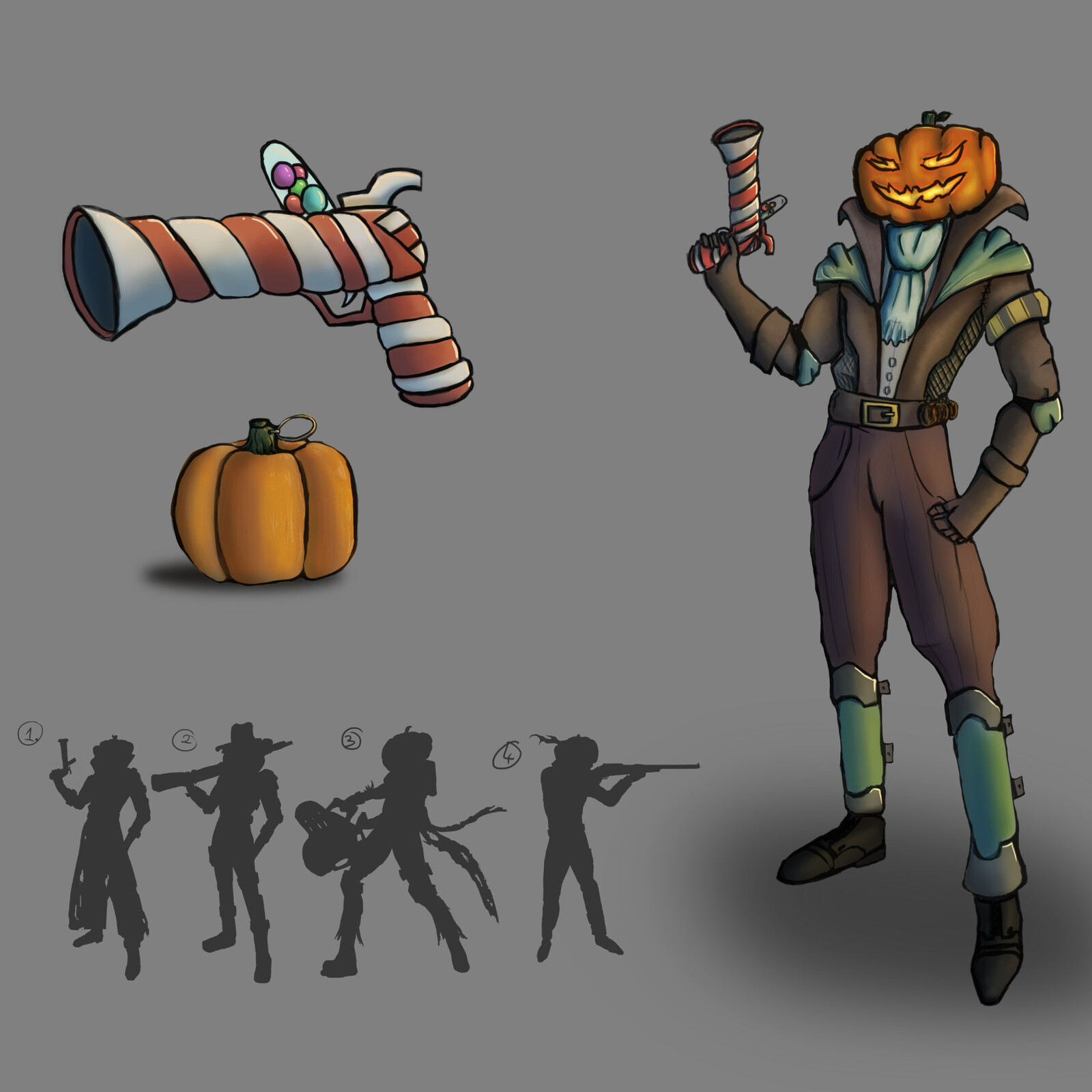 Character design of "Jack" with original silhouettes and 2 callouts