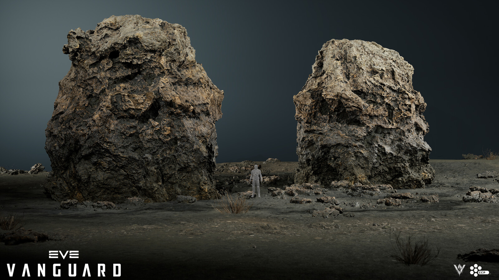 Non-traversable line of sight blocker rock used to divide the gameplay space.