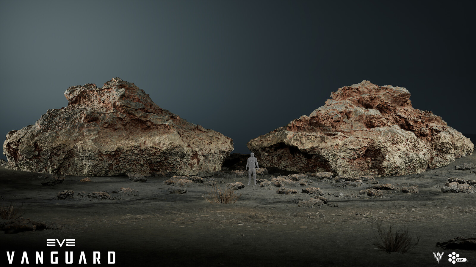 Non-traversable line of sight blocker rock used to divide the gameplay space in the Sulphur Swamps.