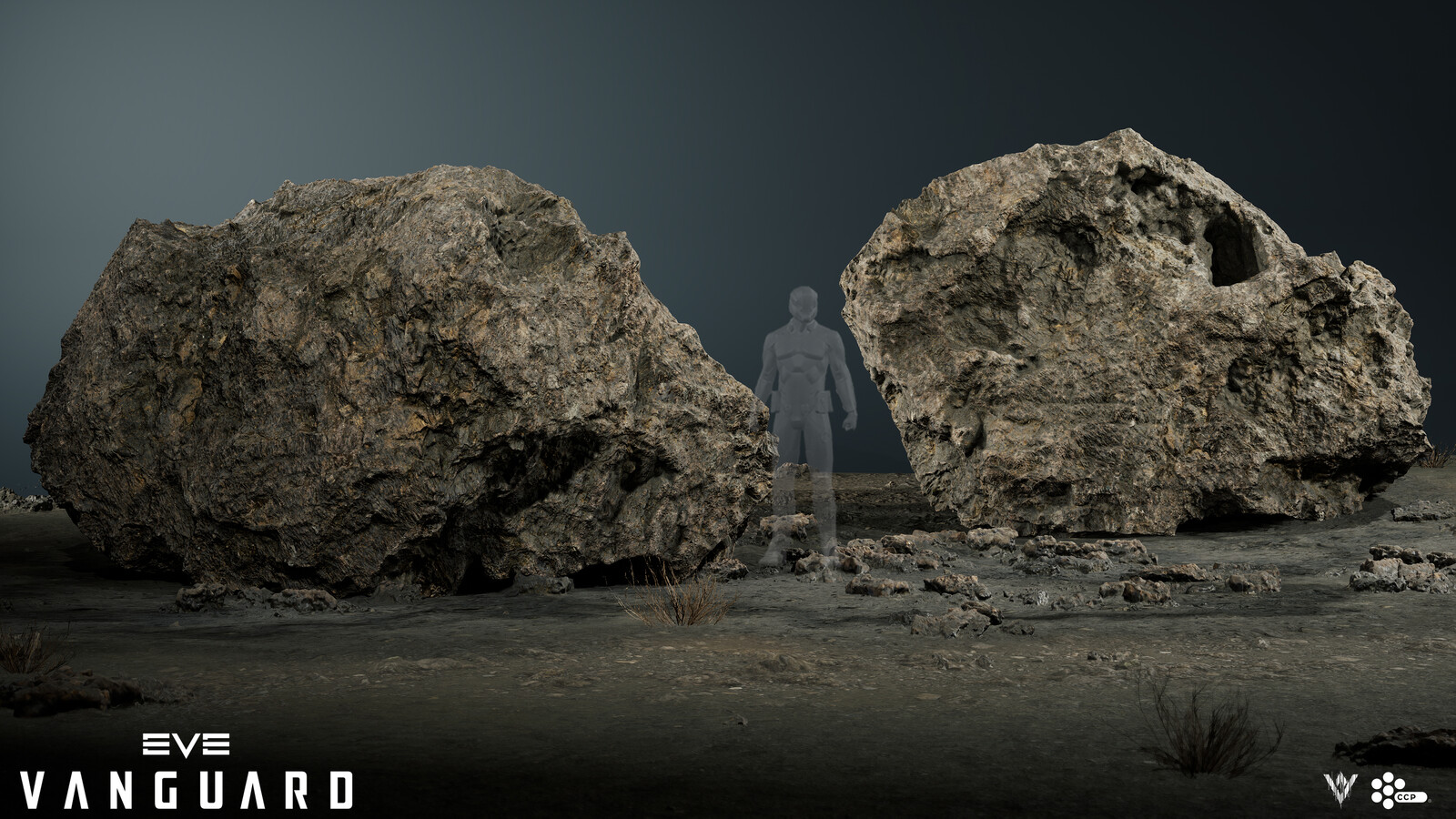 Line of sight blocker debris rock used to dress around crashed wreckage.