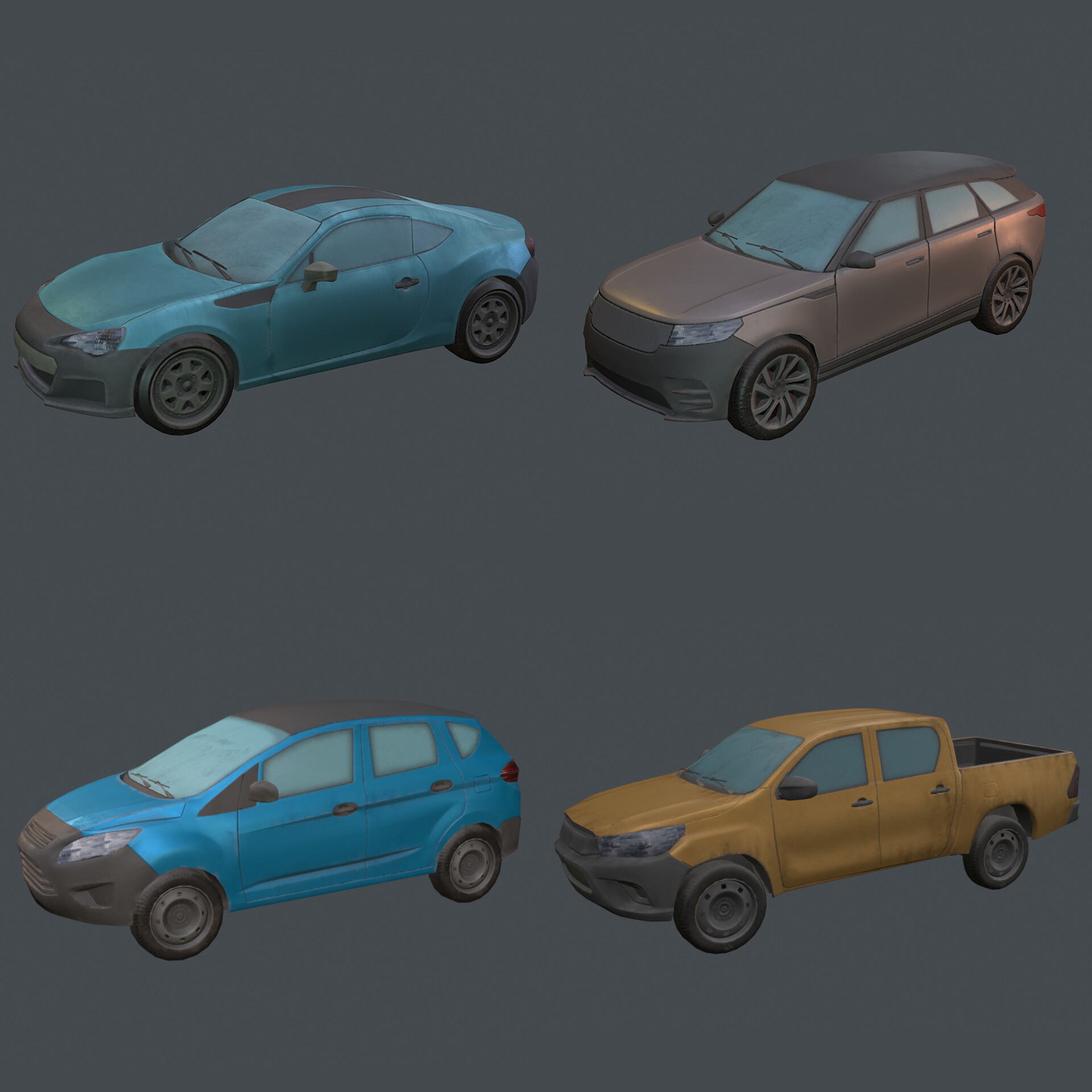 Abrandon Low poly game ready cars
