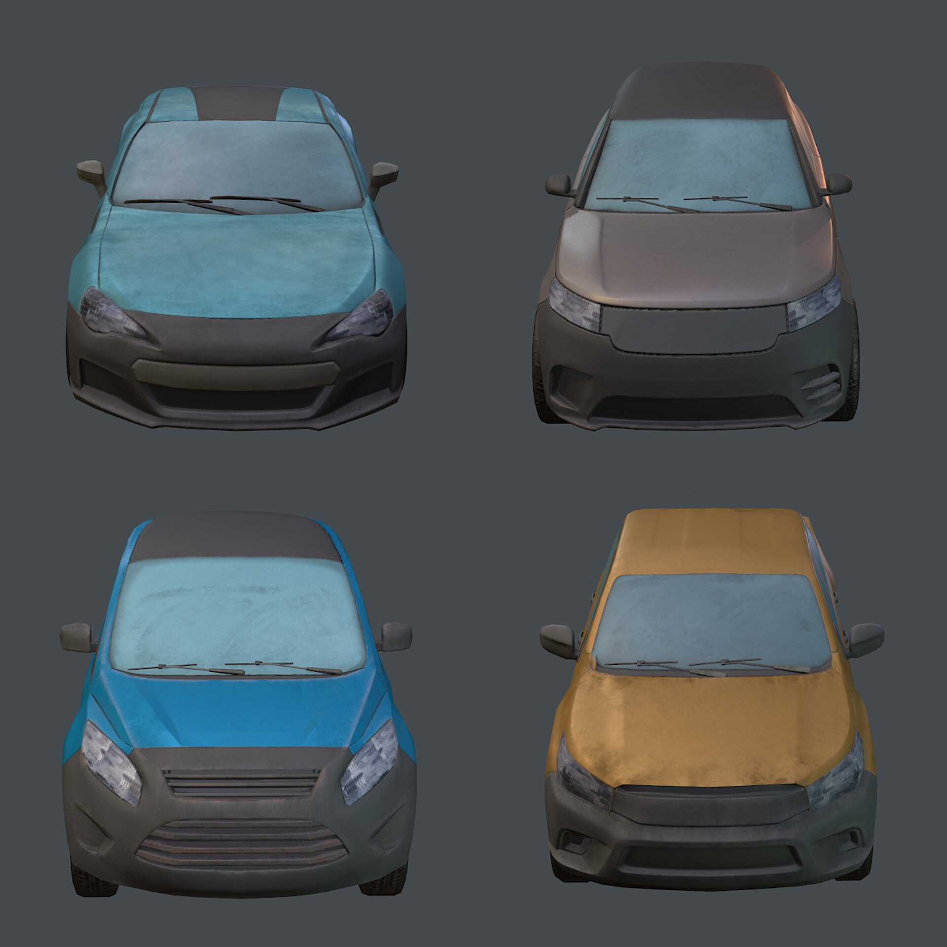 Abrandon Low poly game ready cars