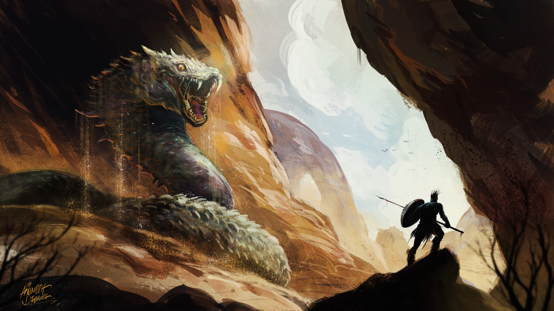 ArtStation - DRAGON HUNT IN THE DESERT...