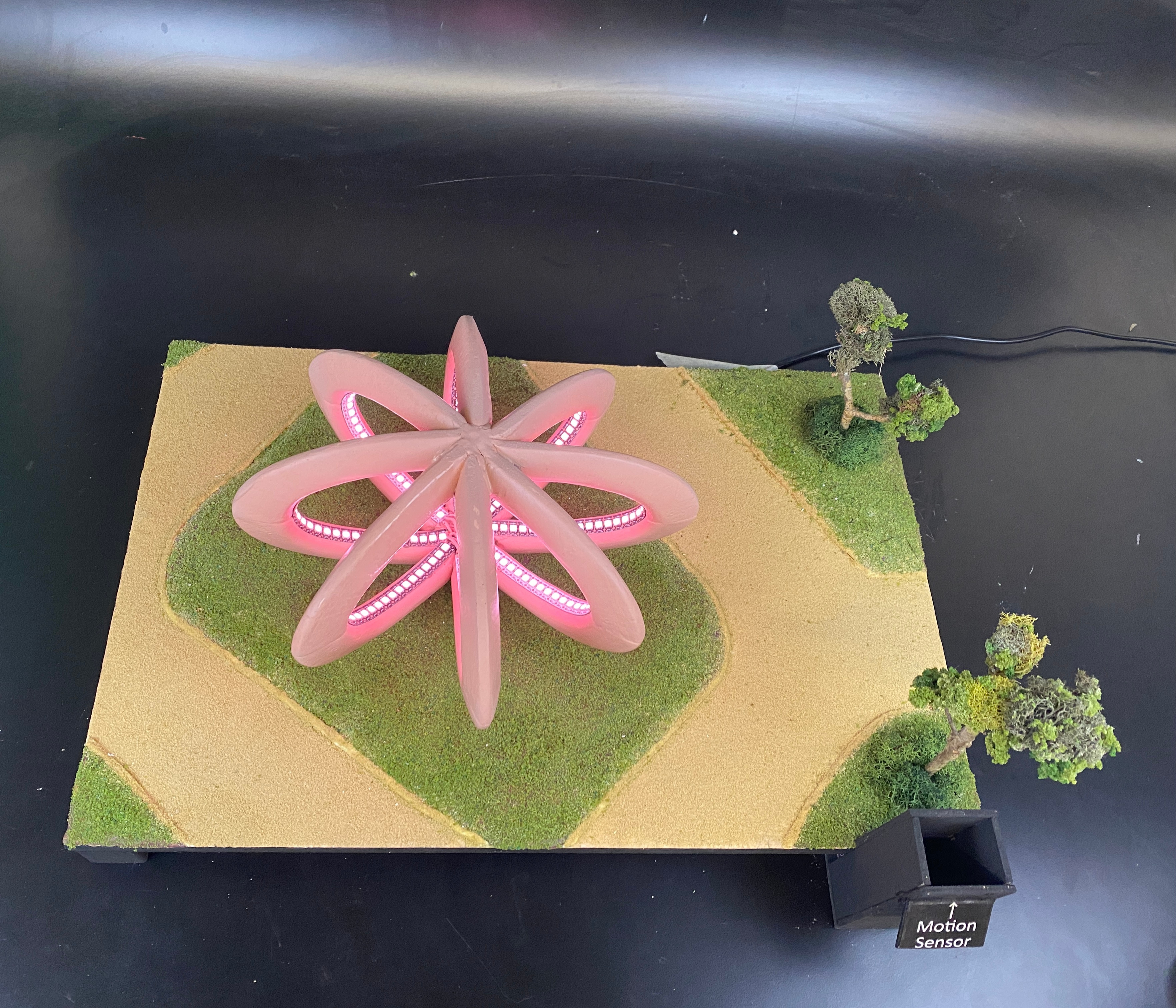 Overhead view of the sculpture.