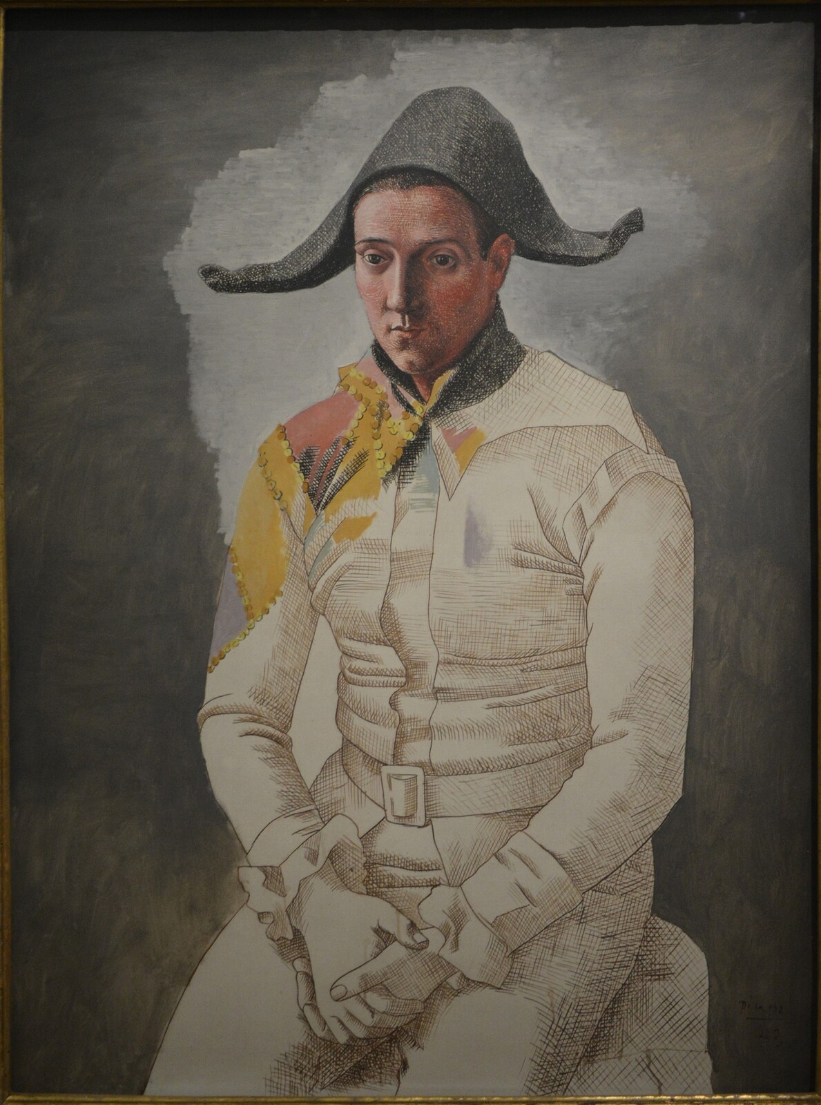 Picasso's 1923 "Seated Arlequin", used as inspiration for the unfinished style