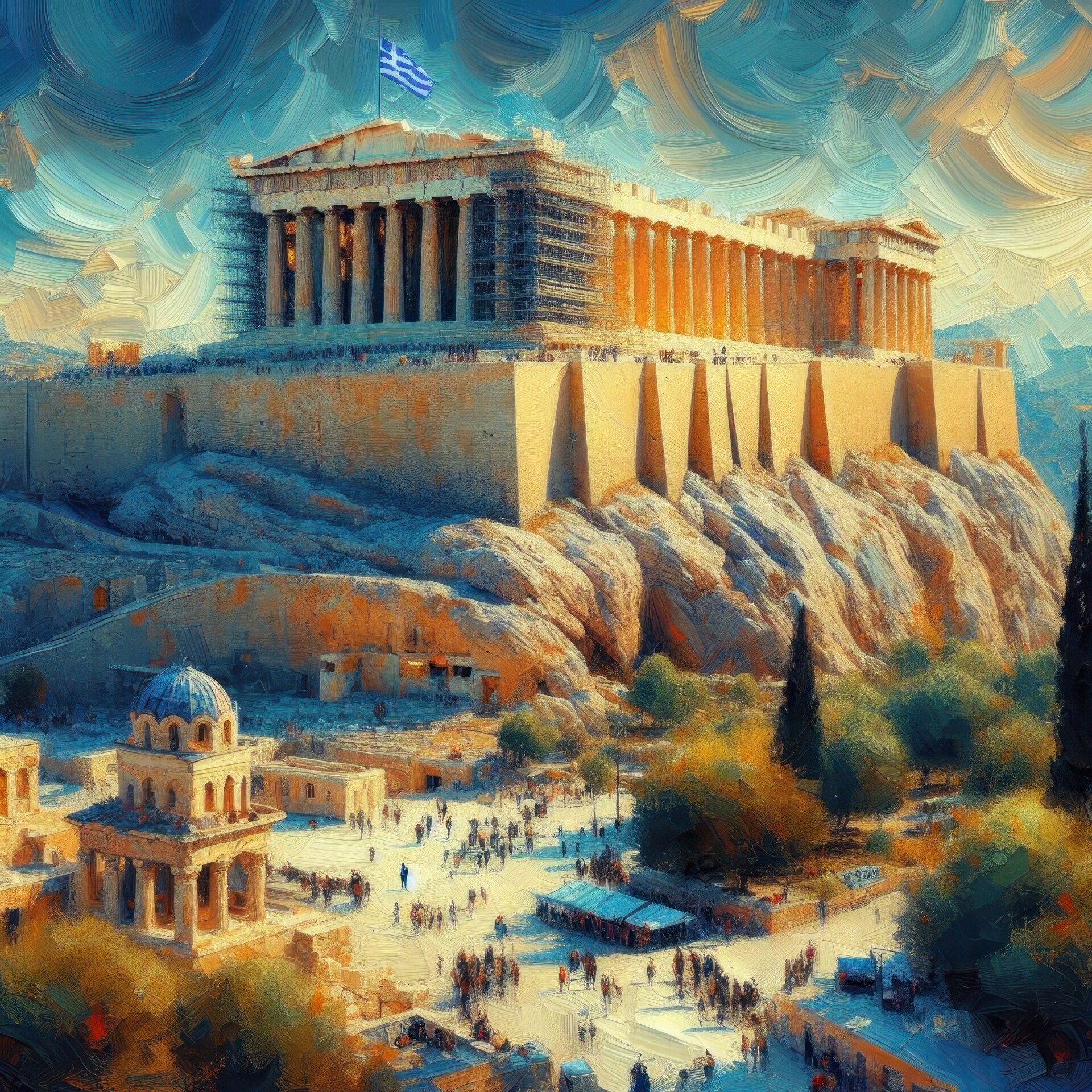 View Of The Akropolis Painting by Celestial Images - Pixels