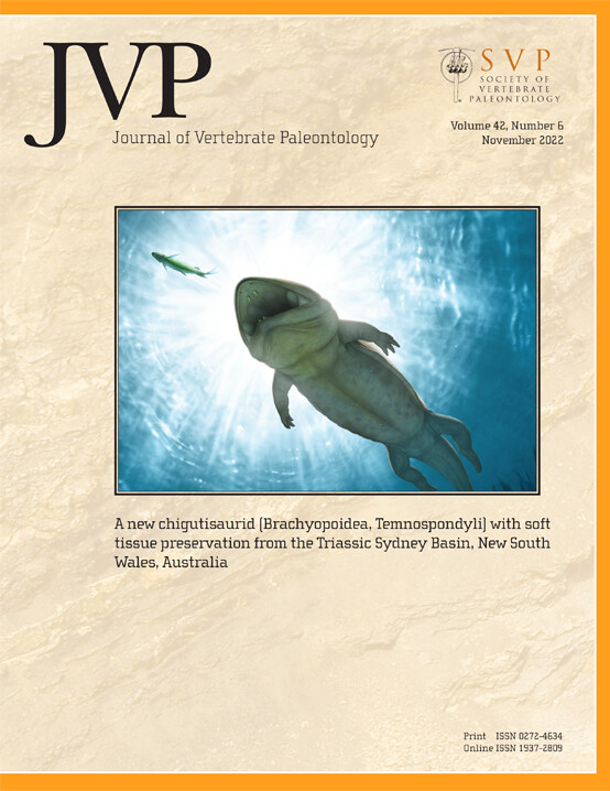 As the cover of the Journal of Vertebrate Paleontology, Volume 42, Issue 6 (2022)
https://www.tandfonline.com/toc/ujvp20/42/6