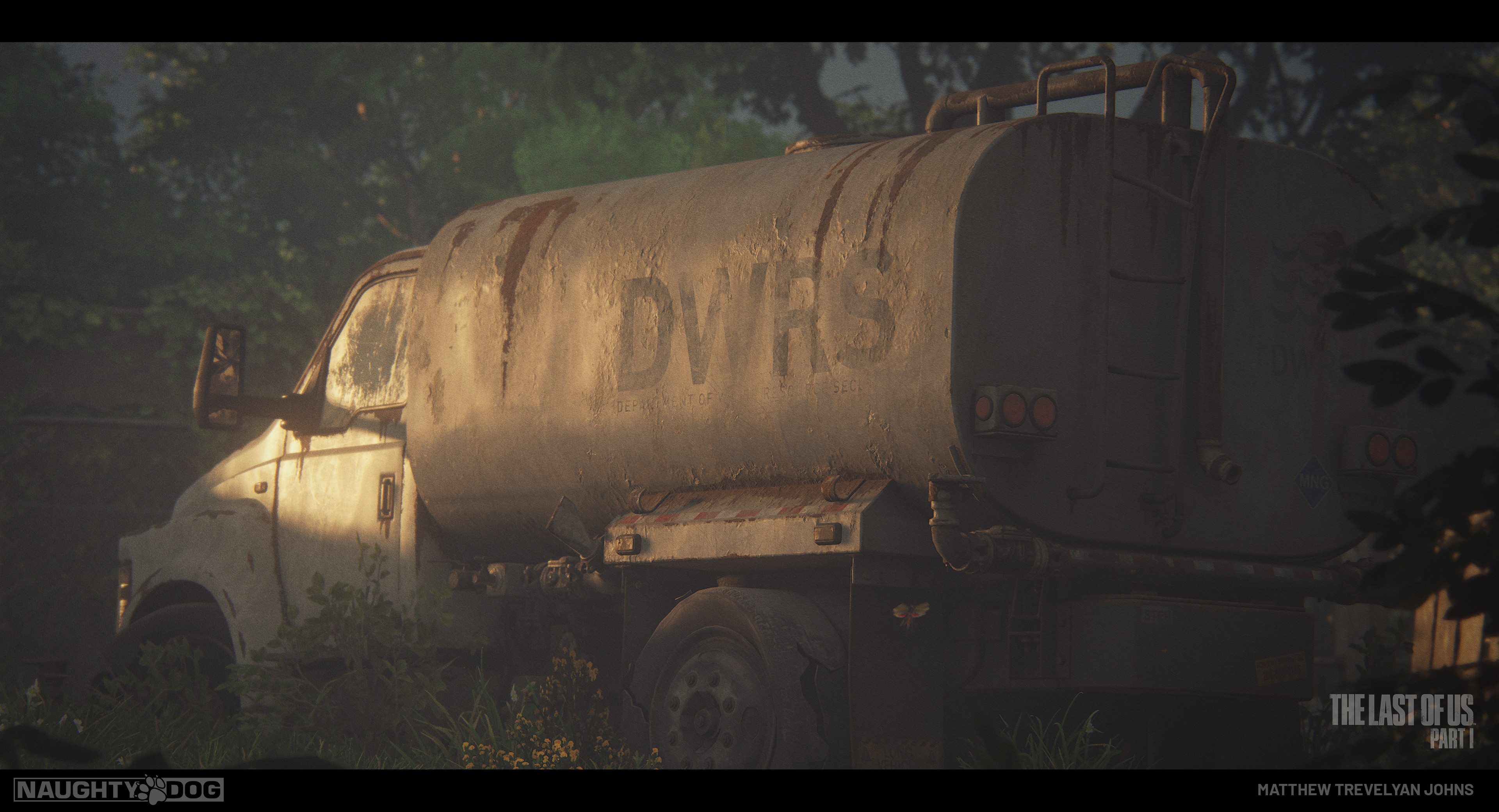 This water truck was a new vehicle for TLOU: I. I created it with the help of outsource partners. It had an optional 'intact' or 'broken' ladder that I hoped we might make use of for traversal up onto the tank, perhaps as a vantage point...