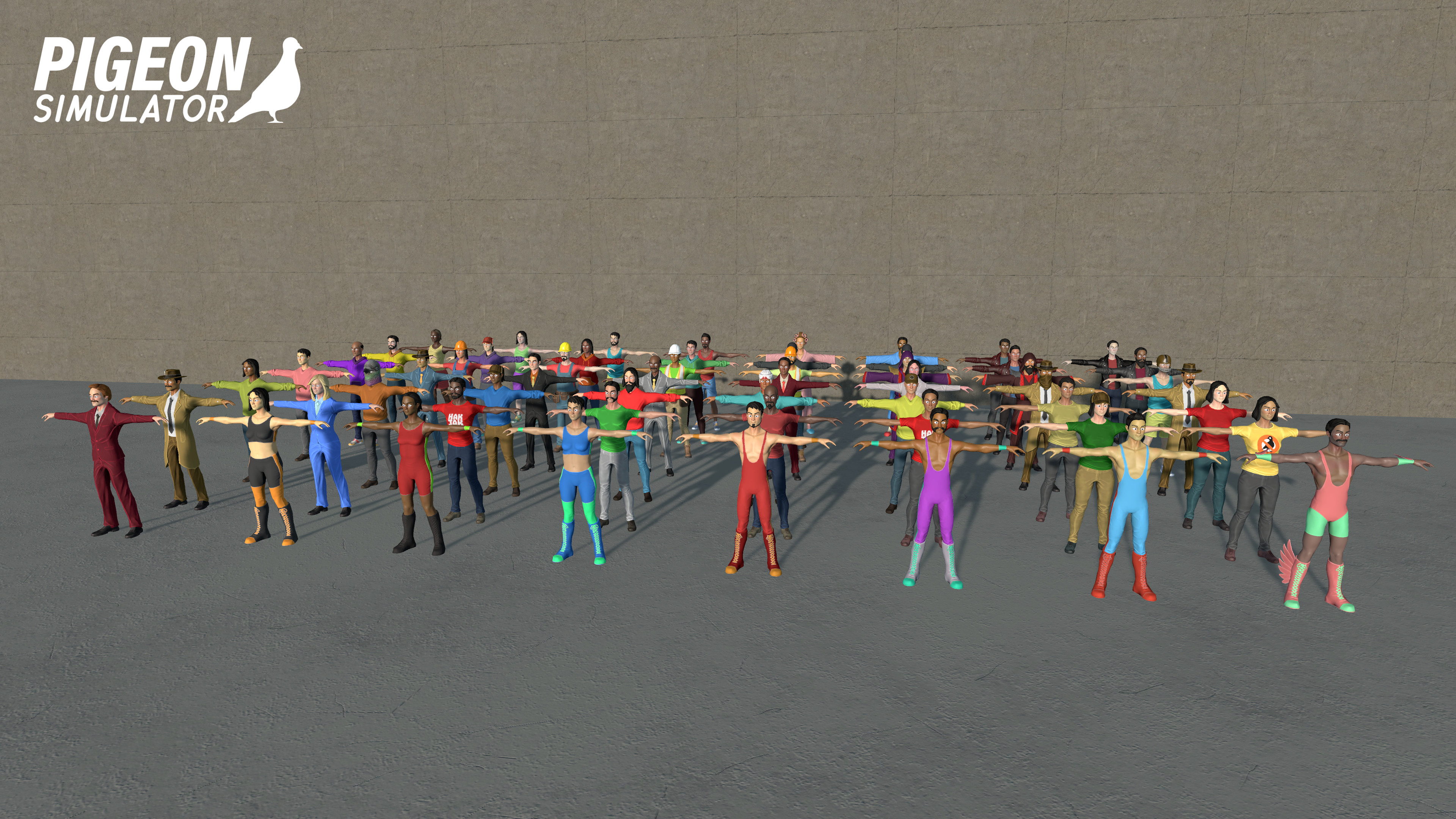 Here's an example set of NPCs. Each has additional material variations that they could spawn with.
