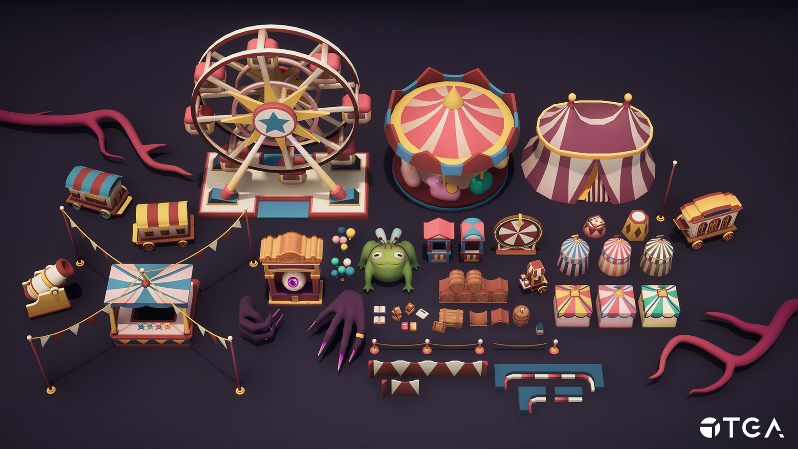 Here are some of the props I created for the game as well as two characters (the final boss and one NPC). Rendered in UE5.
