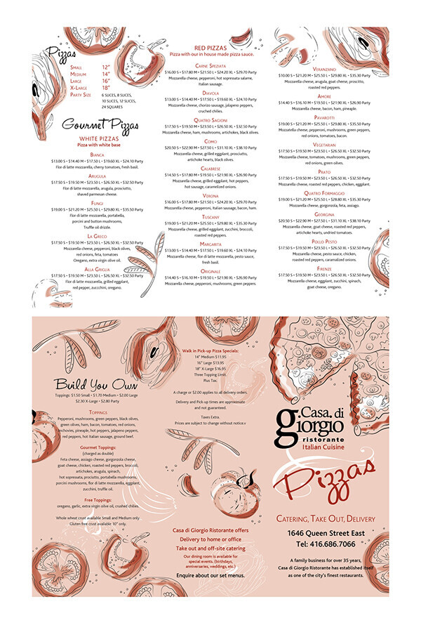 Casa Di Georgio food menu and illustrations