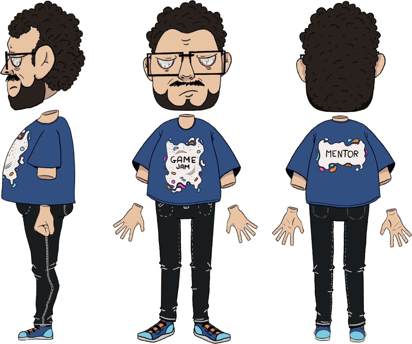 Onun's Phobia main character, Nuno.
This character was inspired on a team member from the Mentors, present at the Game Jam. This mentors were responsible to help and support each team.