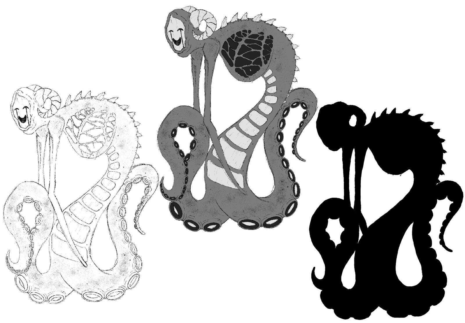The depression monster is a monster connected to Caitlyn, a slow and sticky monster, which hides behind a smiling mask, while it clings to the victim with its two suction cups and never lets go, being a weight on its victims' backs.