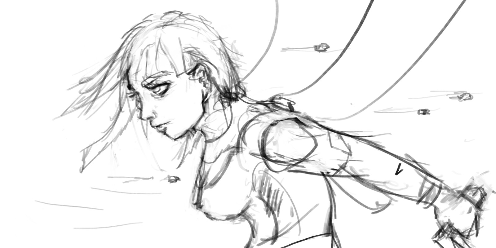Rough sketch scène  Cyberpunk 