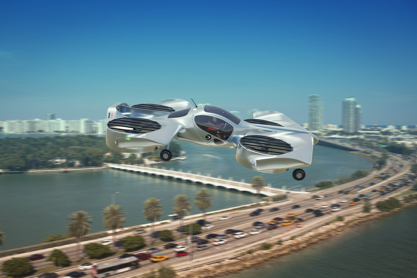 Flying over Miami - 3D vehicle comped over a photo via the use of FSpy