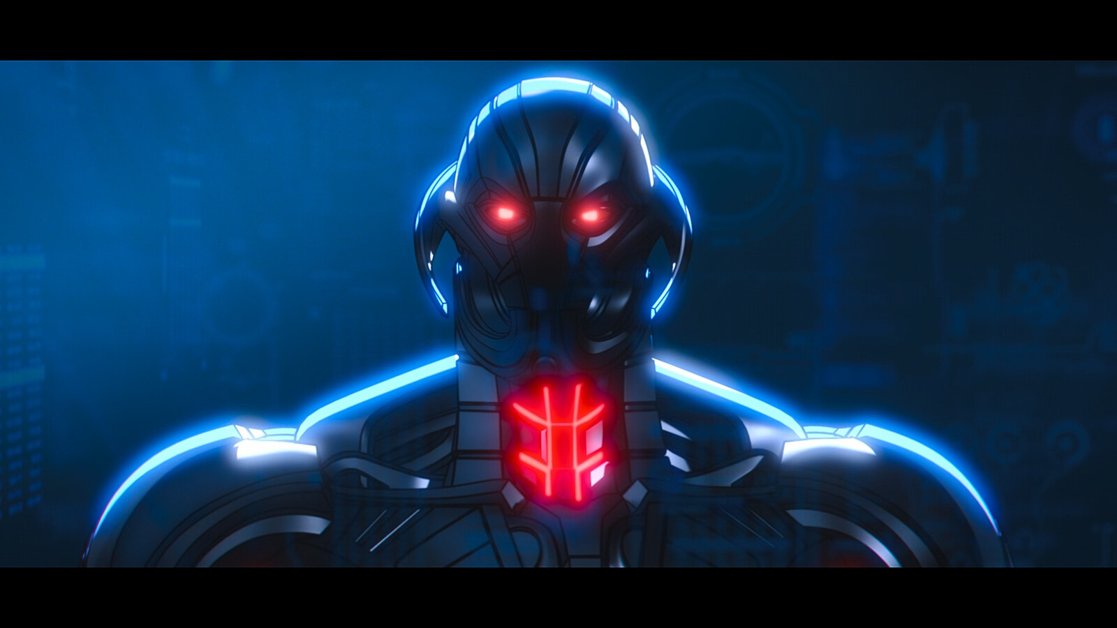 A still frame of Ultron. 

What If...? S01E08 - What If… Ultron Won 