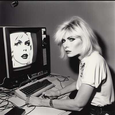 DIGITAL ART STRATEGIST - Debbie Harry on an amiga commodore computer 1985