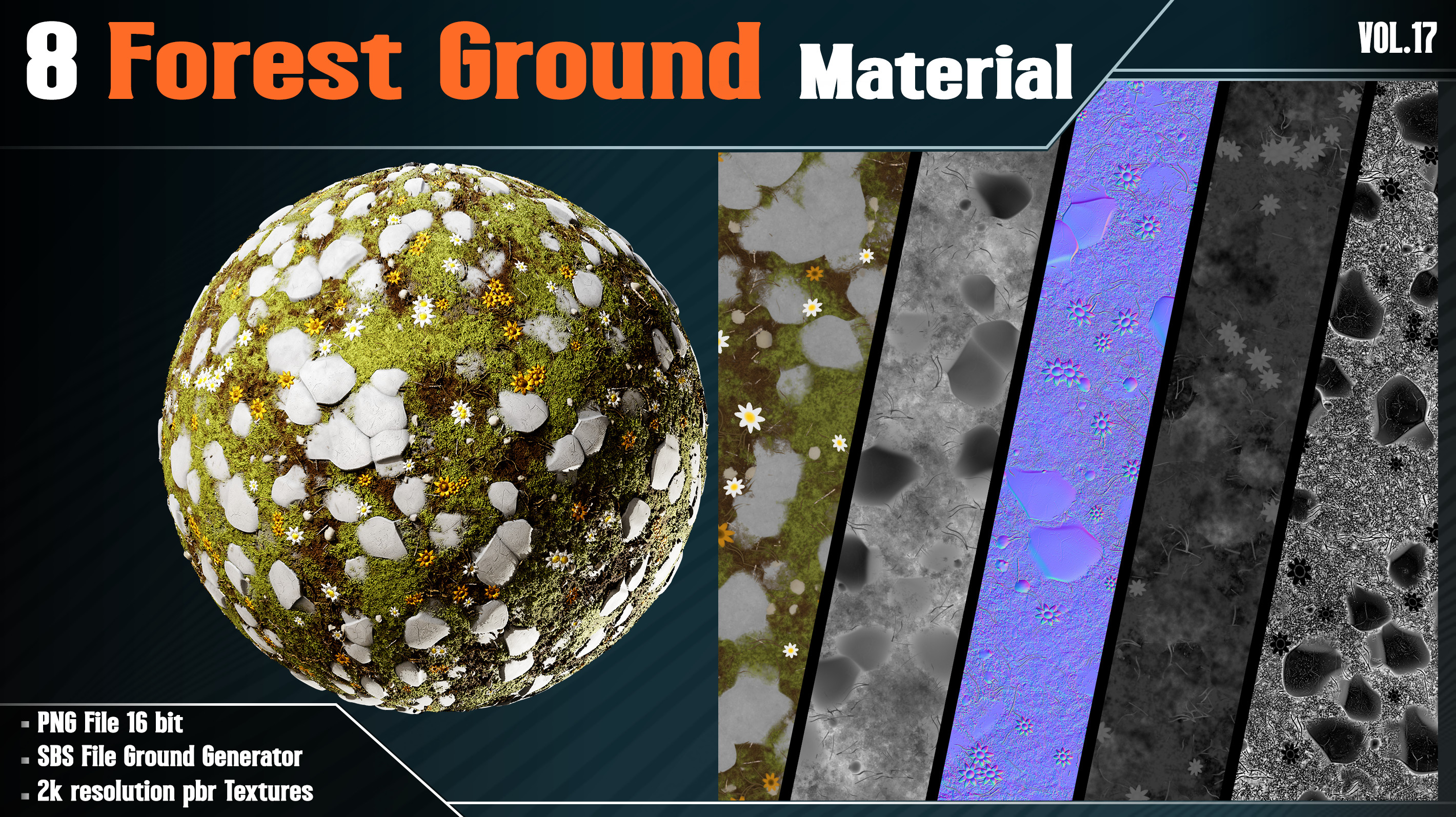 ArtStation - 8 Forest Ground Material - Vol.17 ( PBR Textures + 