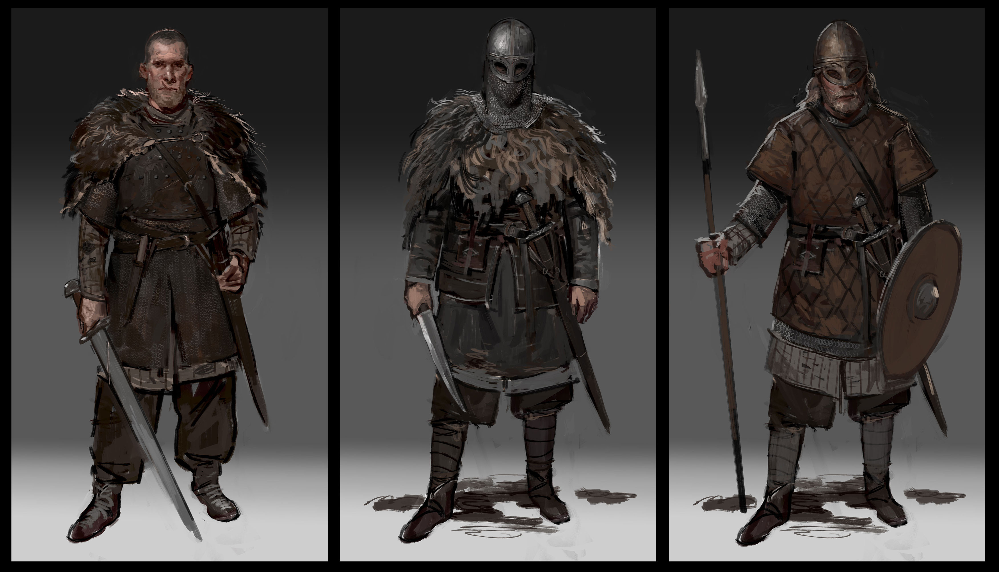 Outfits inspired by costumes featured in the movie The Northman (2022), especially the character in the middle.