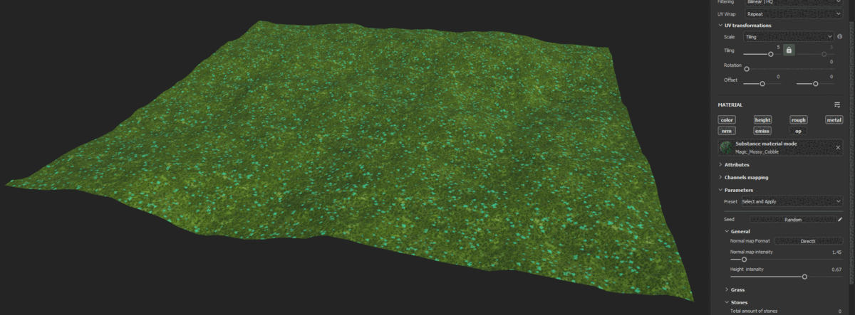 A quick environment floor blending different versions of the material together to make a unique floor.