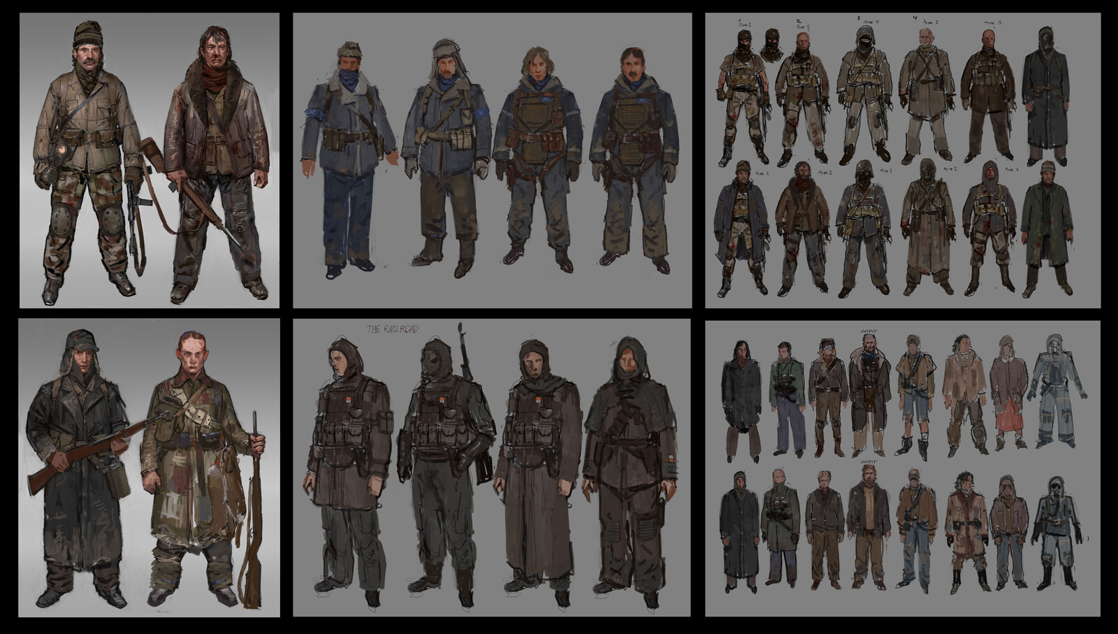 Sketches and quick iterations of the same pose/clothing. 