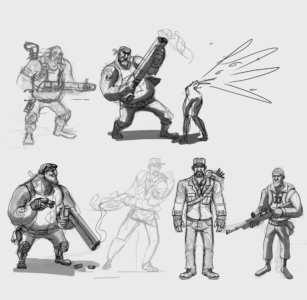 early character concepts when the game was more cartoony