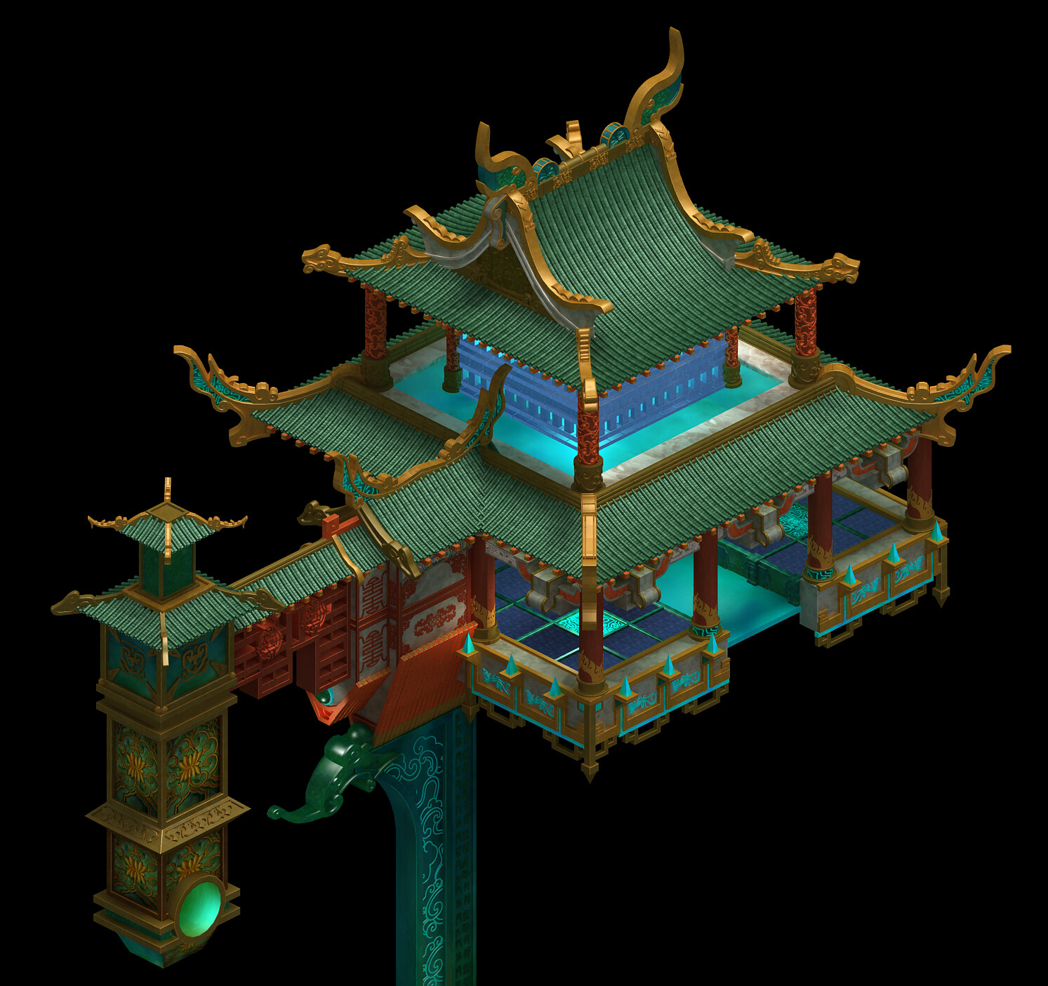 Build a temple. Japanese Temple 3d model. Theme building. Japan build PNG.