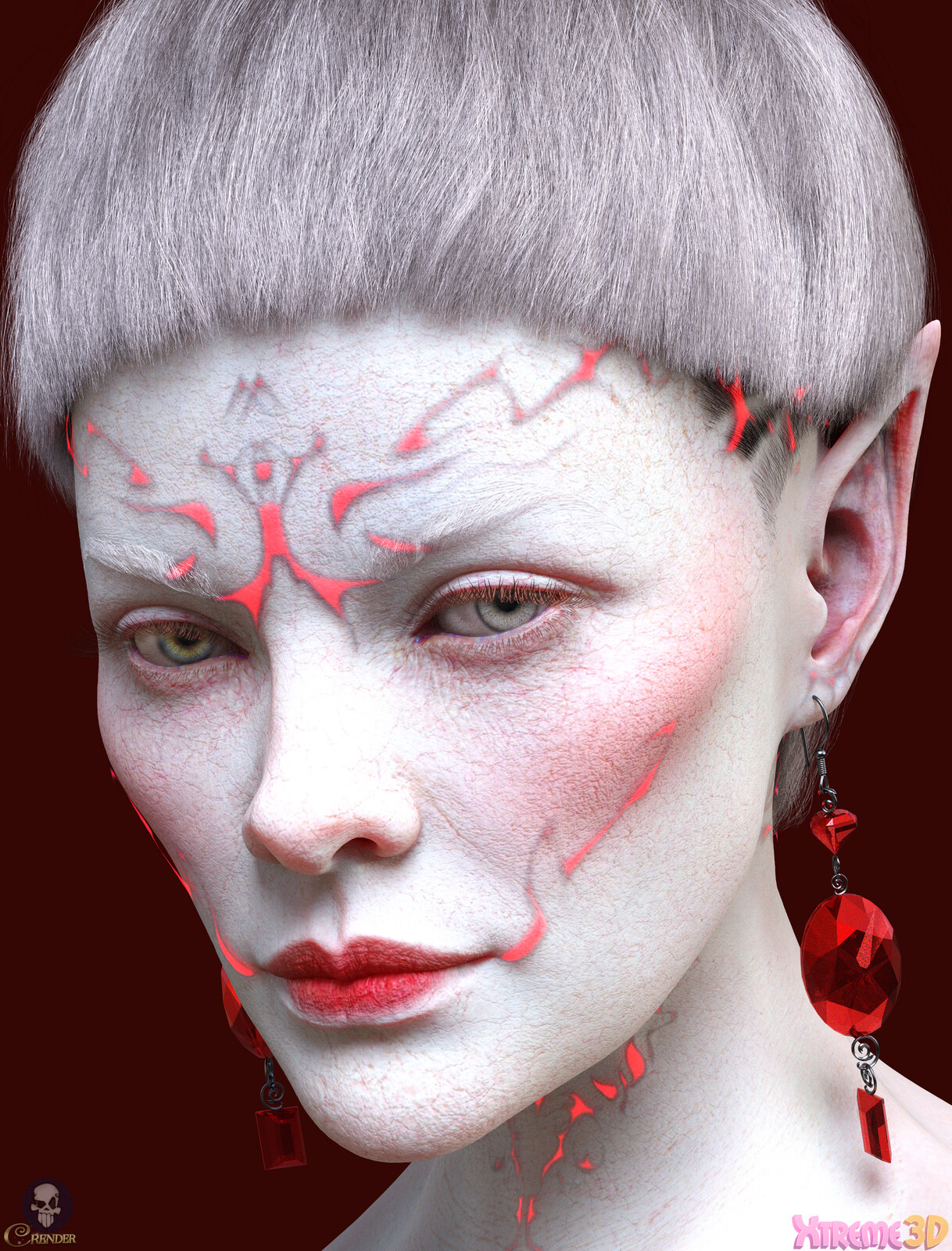 Xtreme3D Studio - FPE Fantasy Scarification Face Tattoos Geoshell for G9