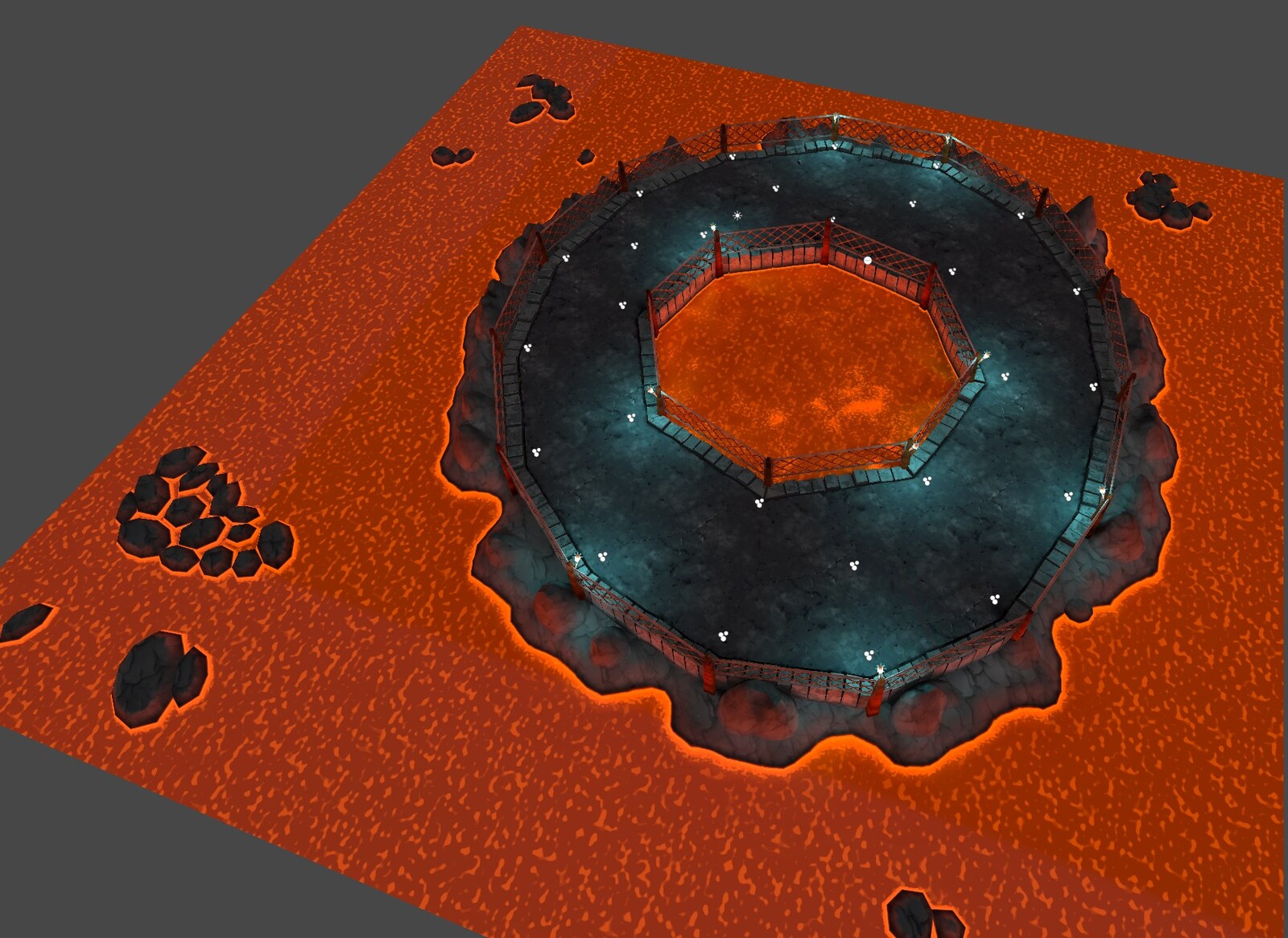 Random lava rocks added, though was still in progress, we didn't end up using them.