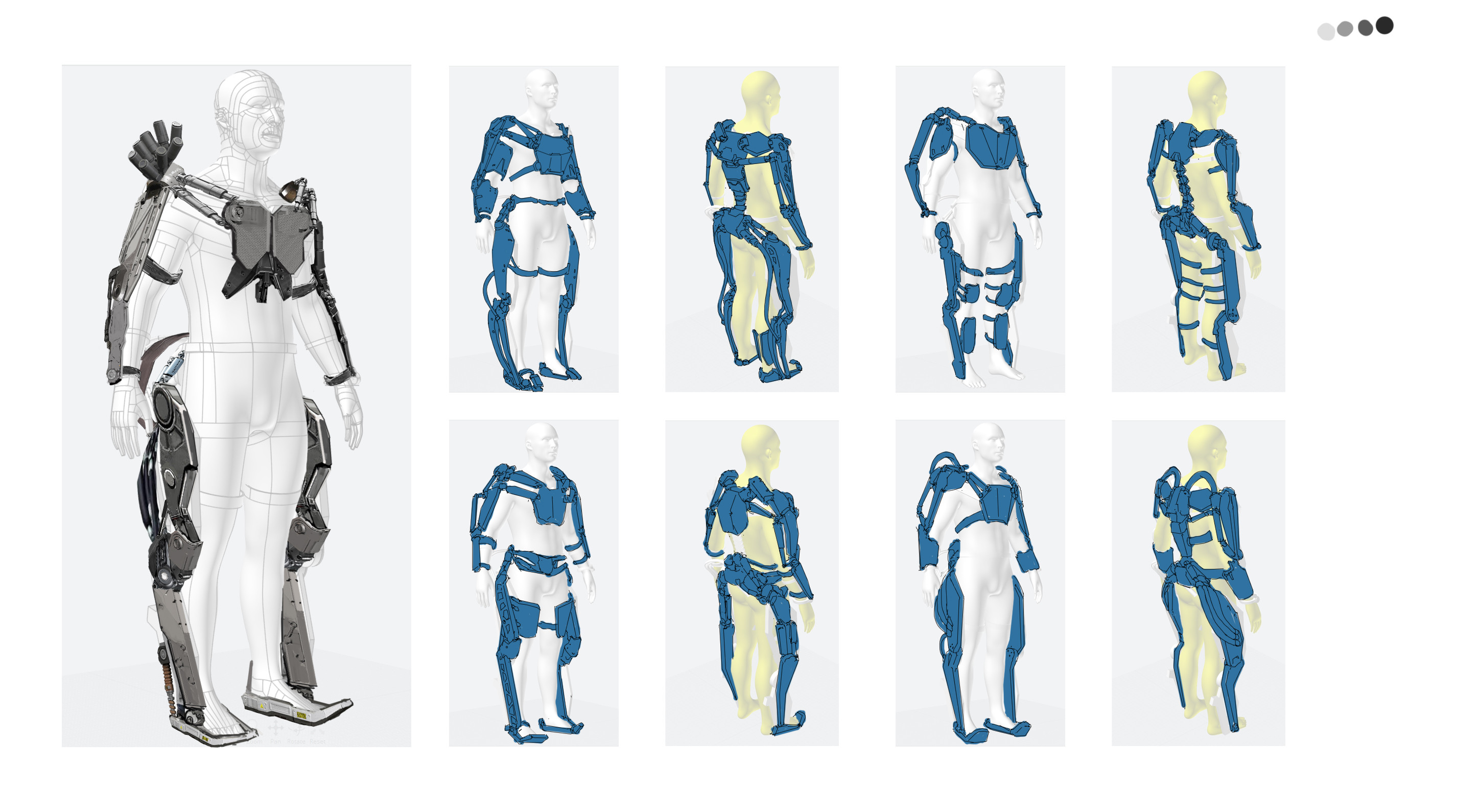 photo bash / sketching work, figuring out the type of suit or how the skeleton would work
