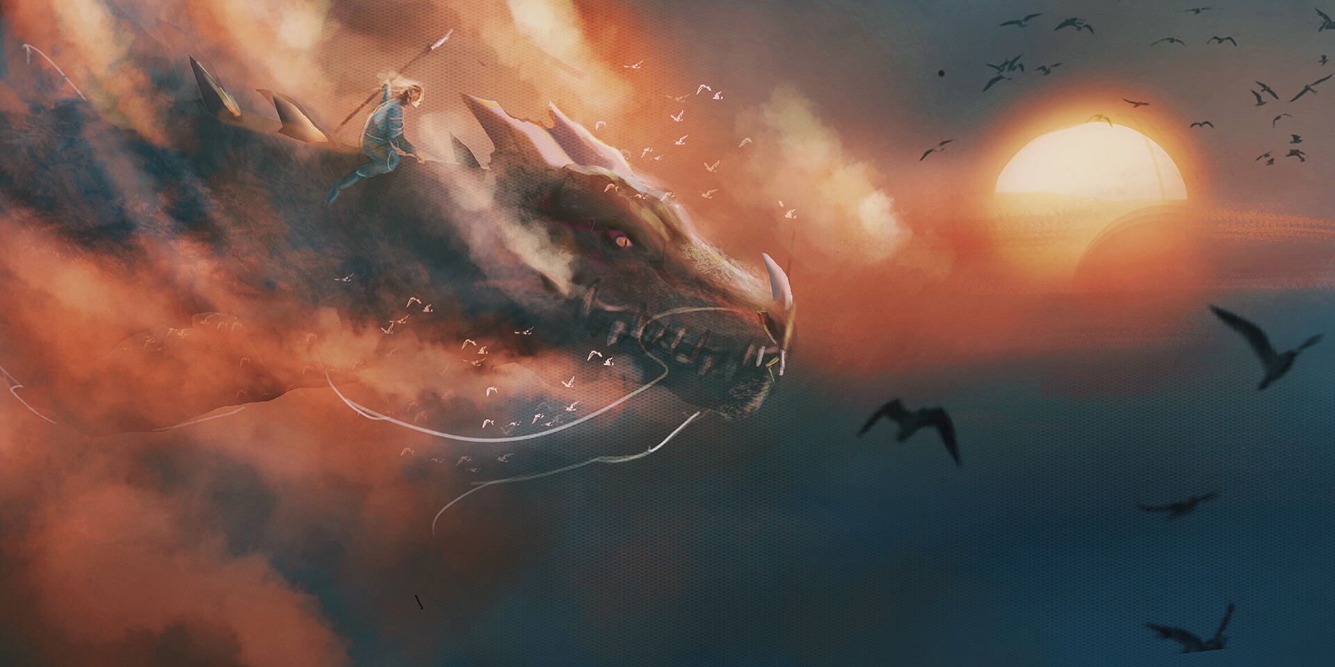 ArtStation - Dragon Rider, image size:1920x960