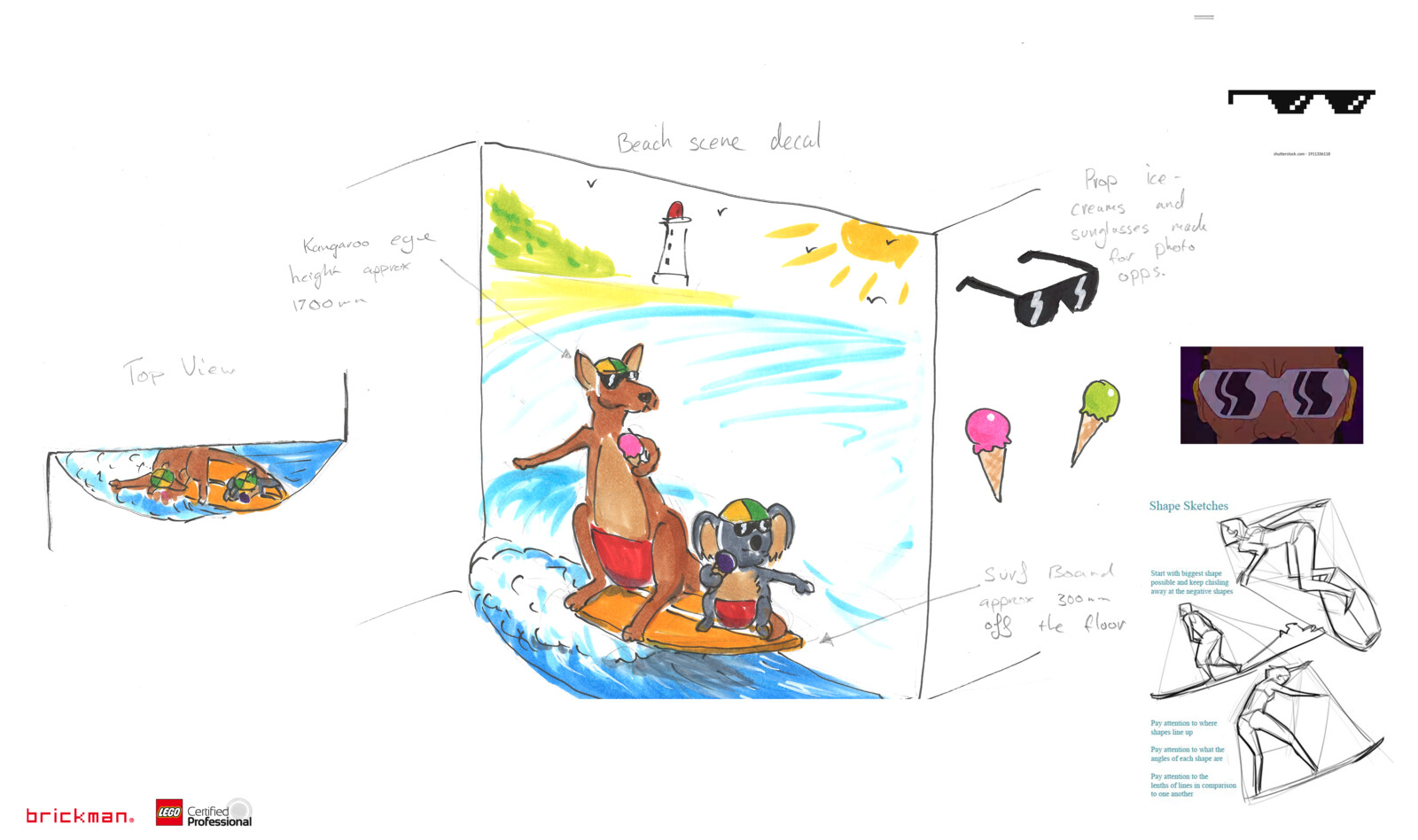 Concept art of Surfing Roo and Koala created by Gus McLaren