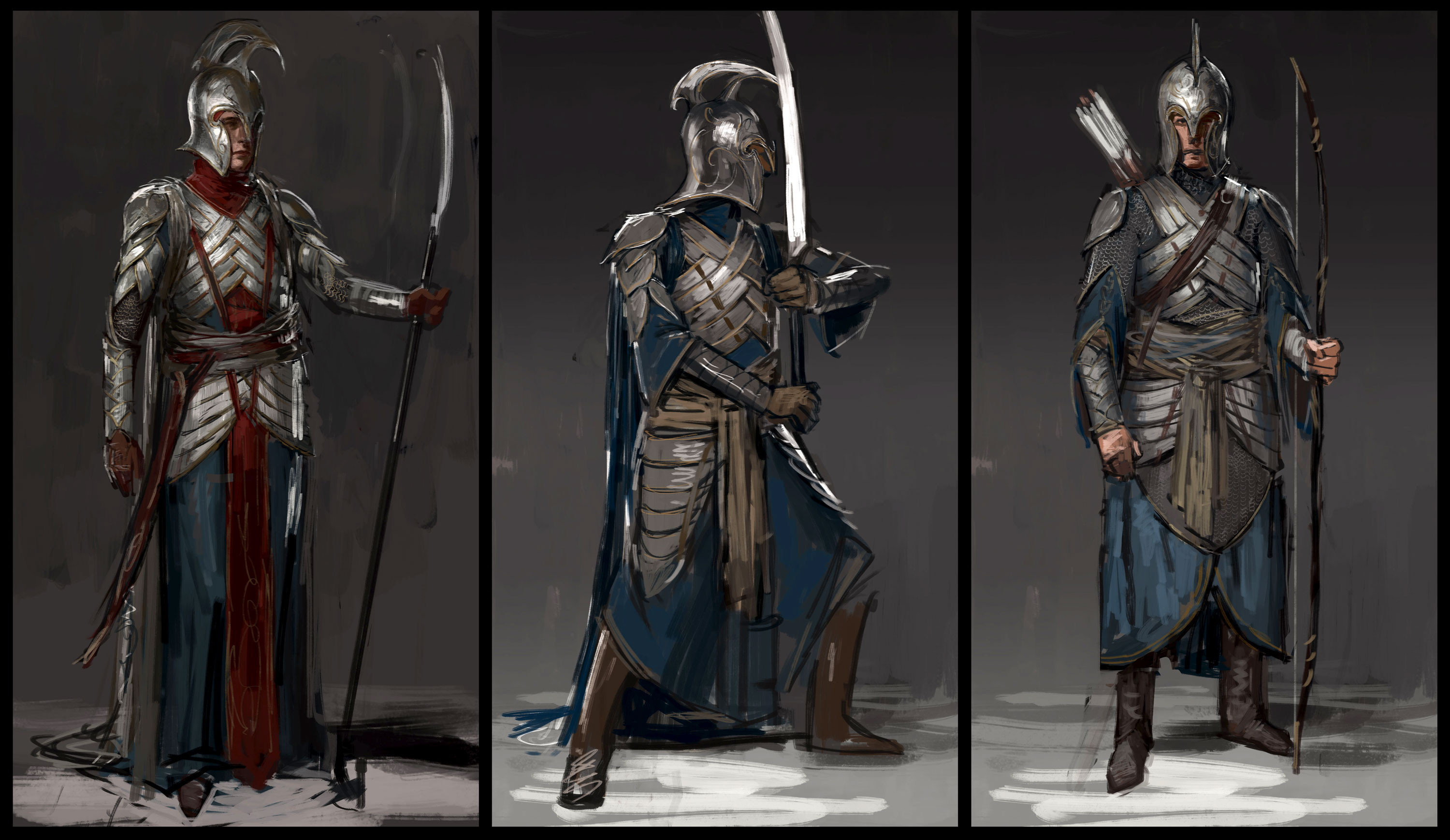 Early sketches of Rivendell warrior and archer class.