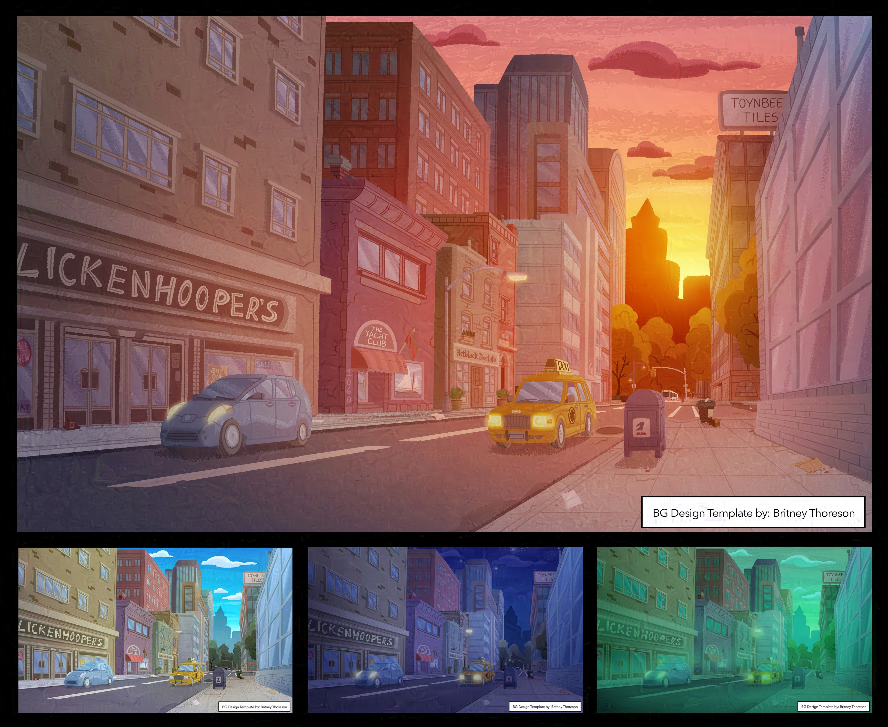 City Street at Sunset
(With color variants for daytime, night, and spooky lighting)