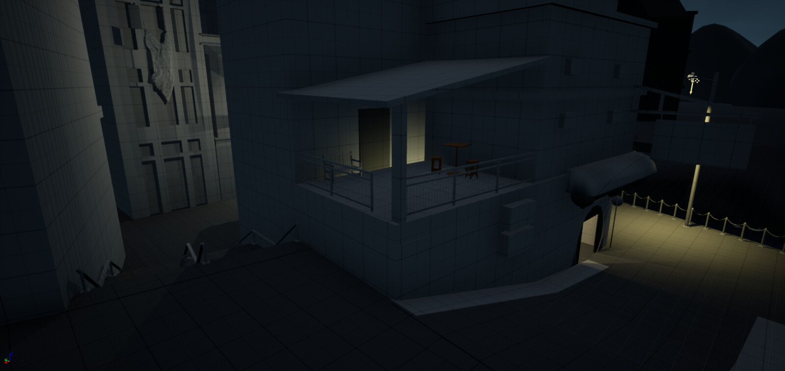 multiple routes with surprise verticality (enemies from above)