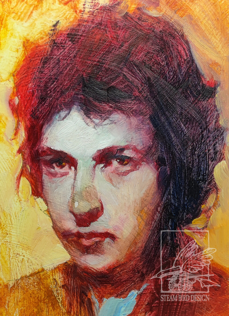 Dylan - Class demonstration at John Brown Universdity. Medium: Oil on Illustration Board