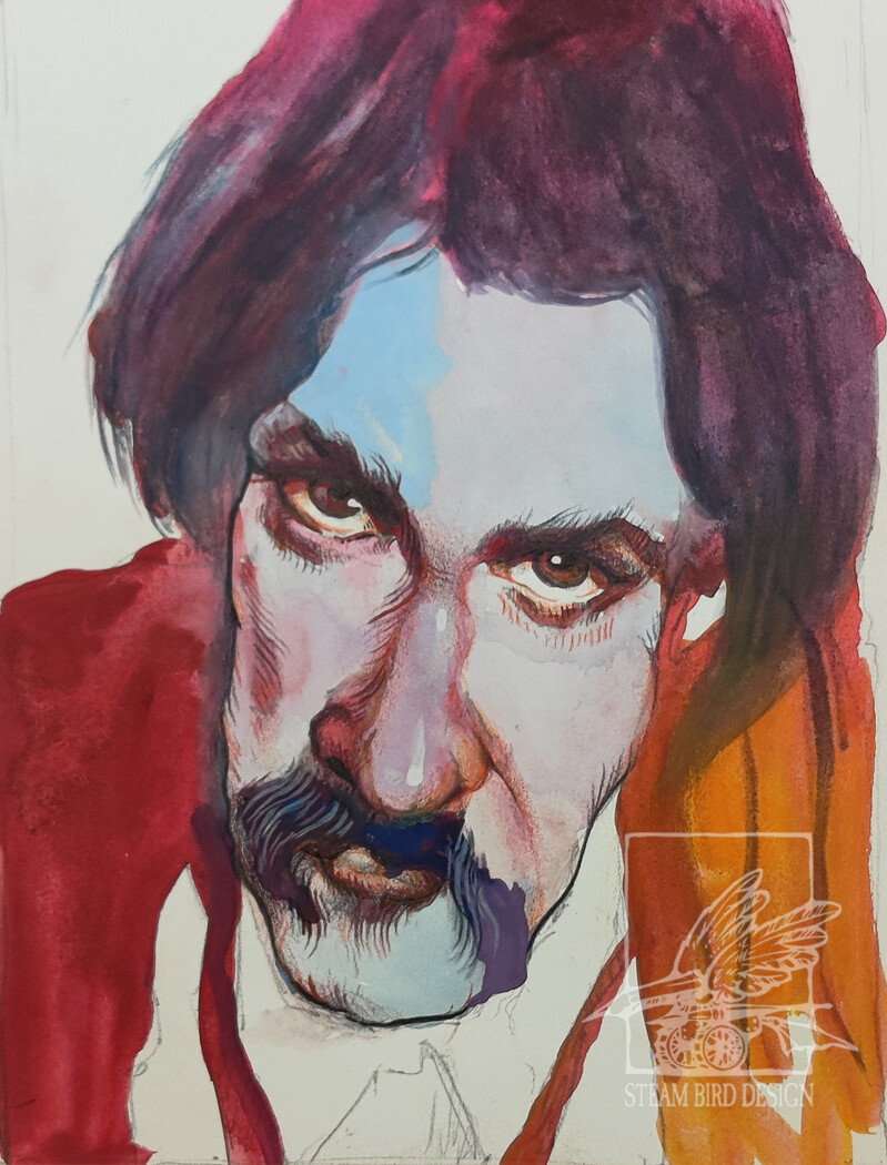 Robert L Stevenson - Class demonstration at John Brown Universdity. Medium: Concnentrated Dyes and Col. Pencils.
