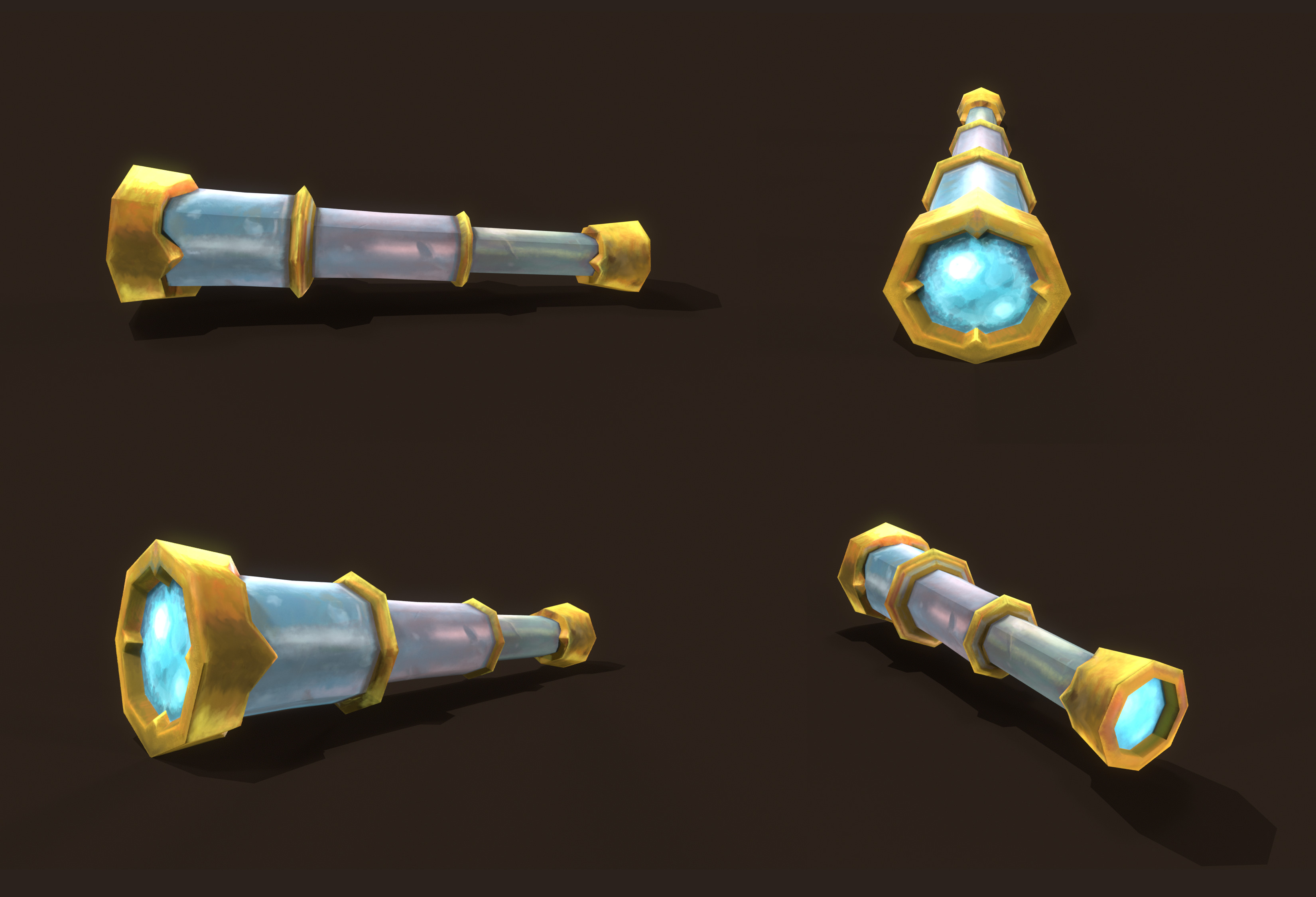 Telescope/Spyglass different views of 3D model (in Marmoset.)