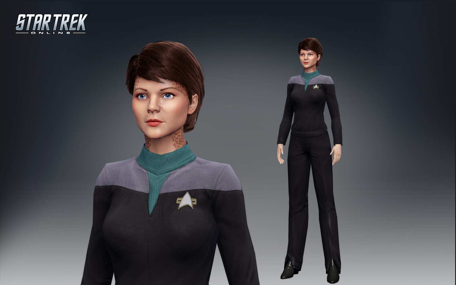 Ezri Dax - rendered in the Cryptic engine. I was responsible for final integration work and polish.