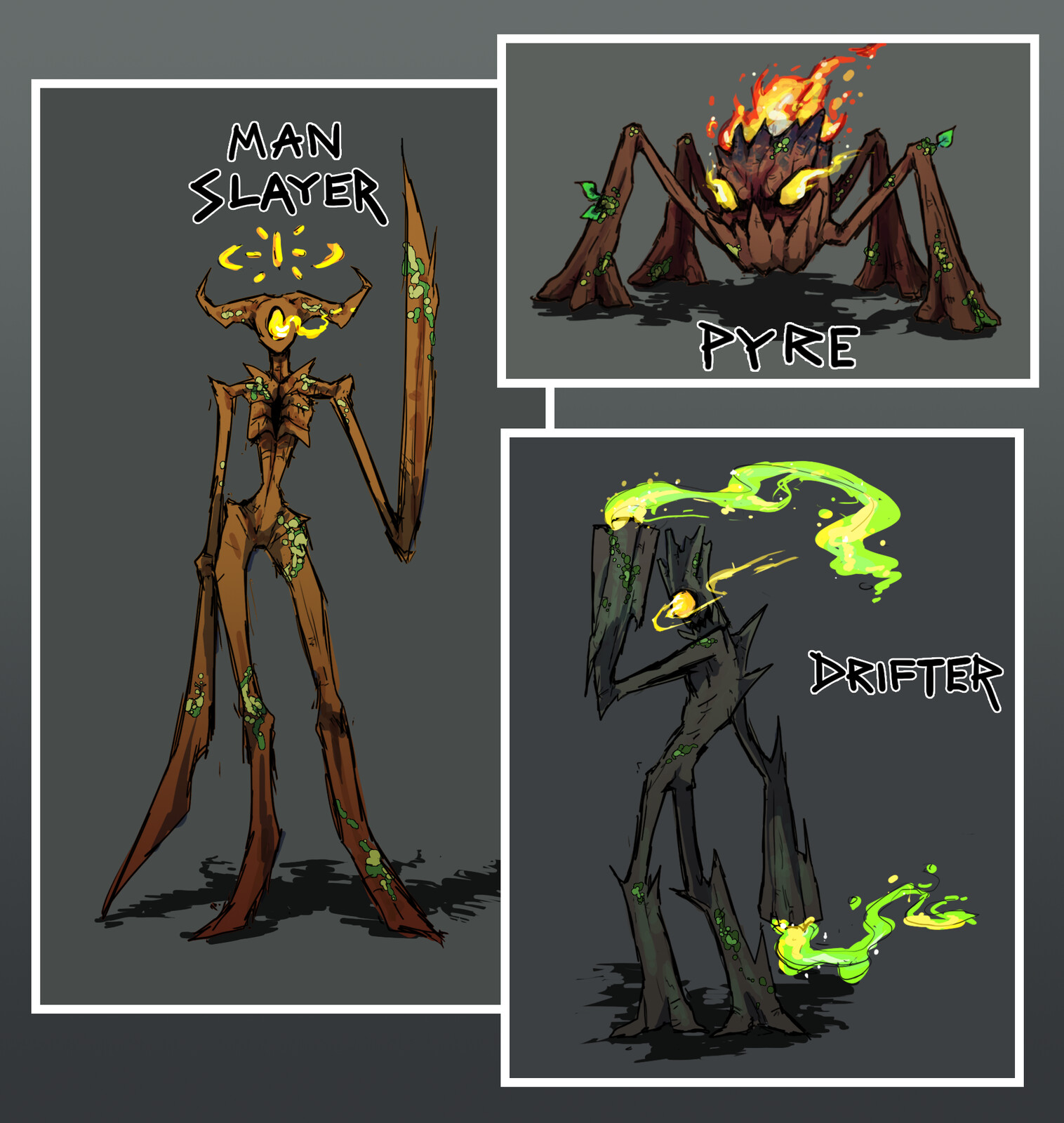 ManSlayer - Melee Enemy
Pyre - Bomb Enemy
Drifter - Ranged Enemy