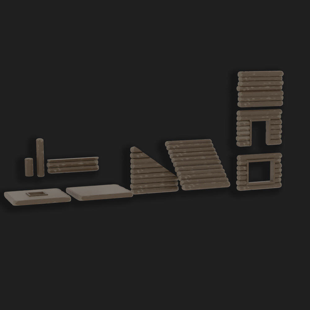 ArtStation - Low Poly Modular Wooden Building